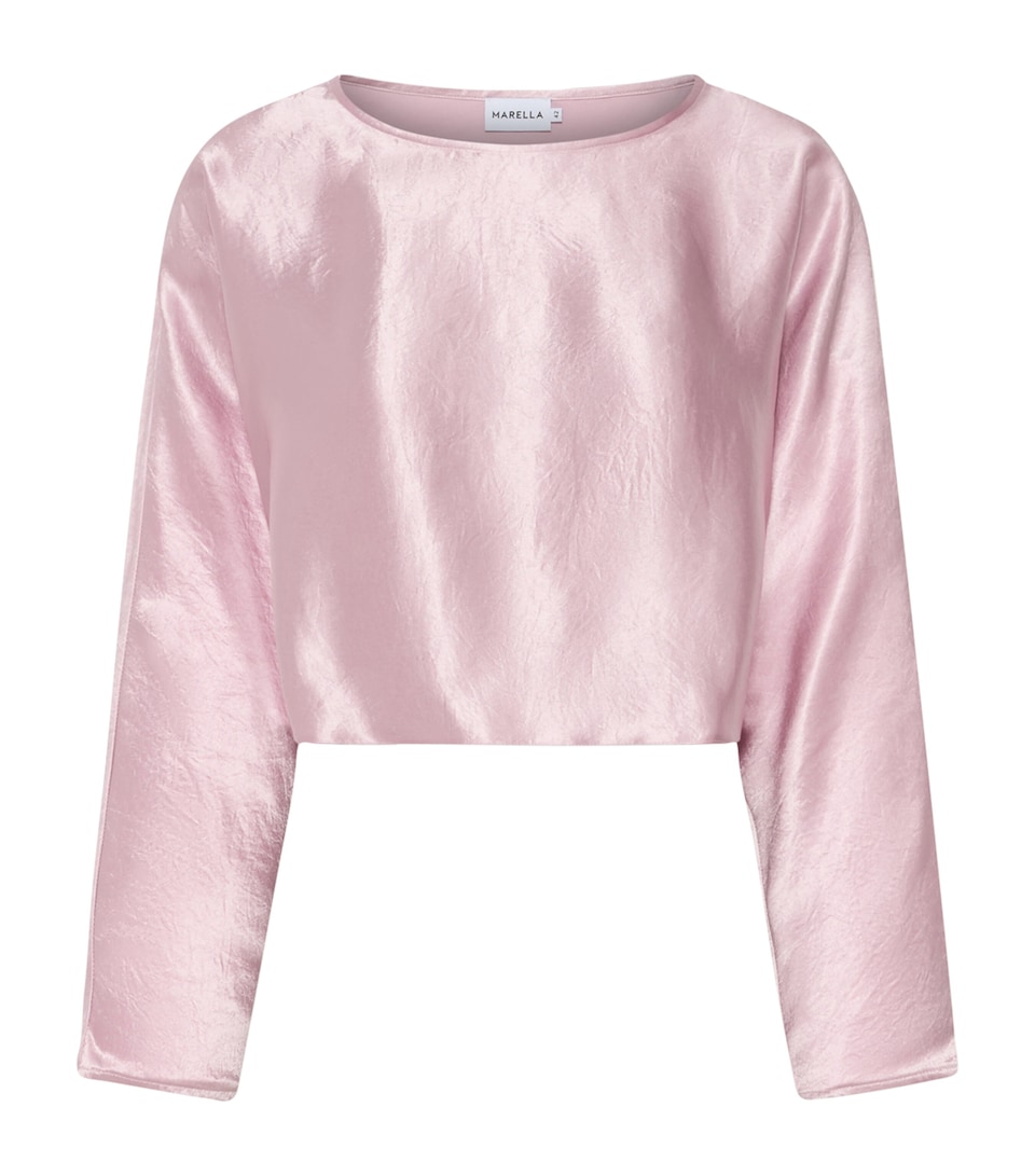 Marella Womens Satin Cropped Blouse Pink