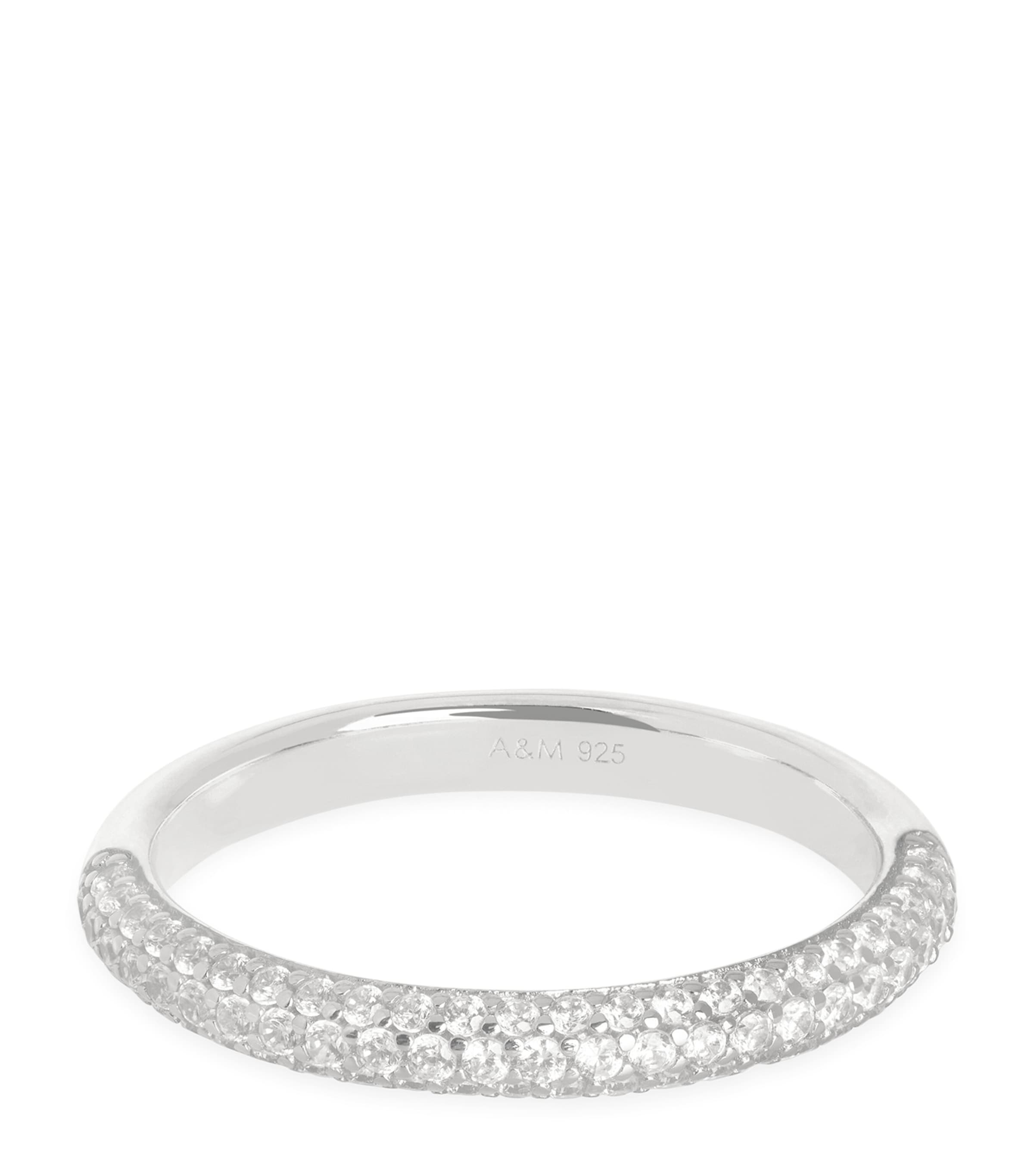 Astrid & Miyu Rhodium-Plated Pavé Essential Ring Silver