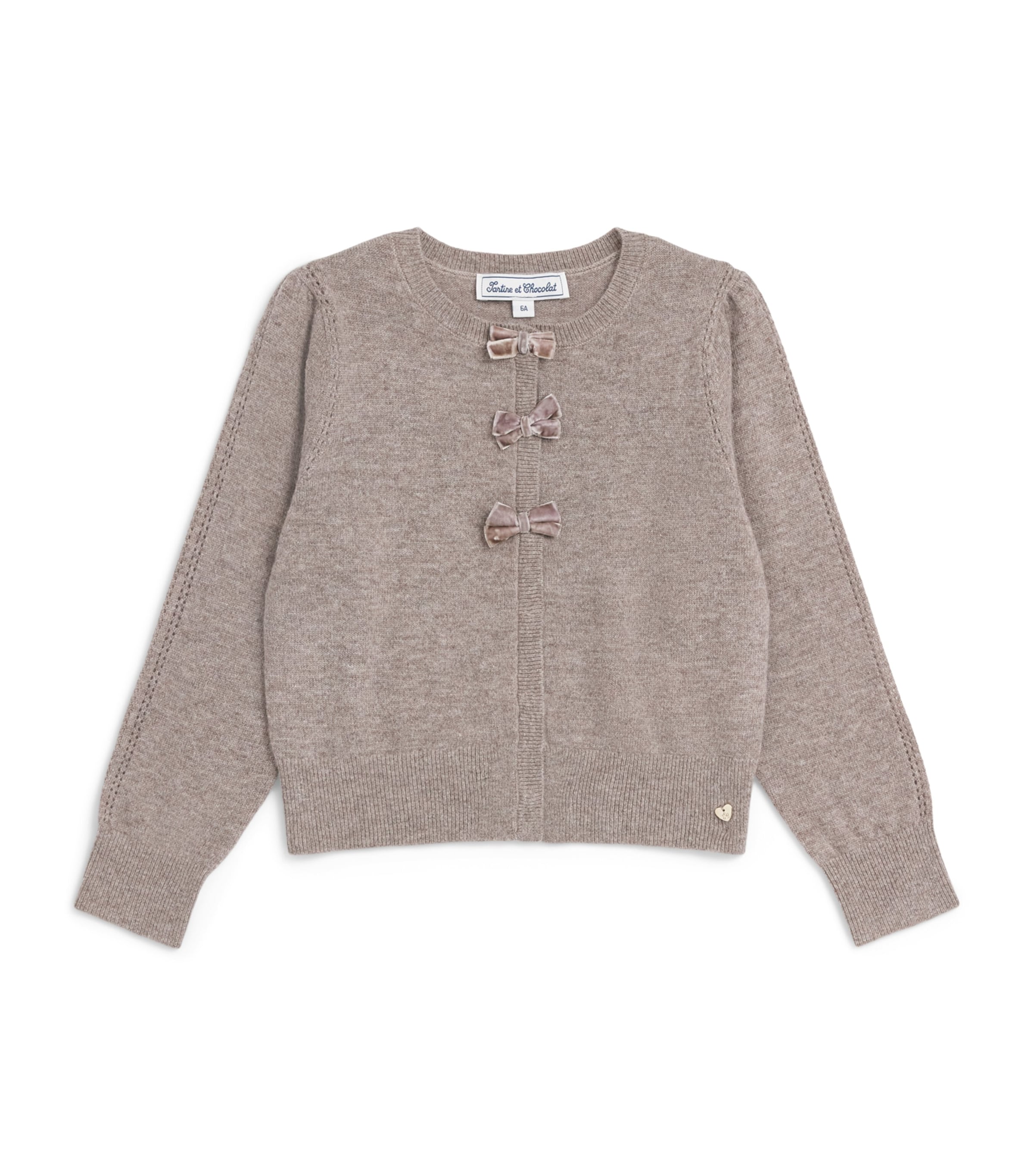 Tartine et Chocolat Wool-Cashmere Bow Cardigan (2-14 Years)
