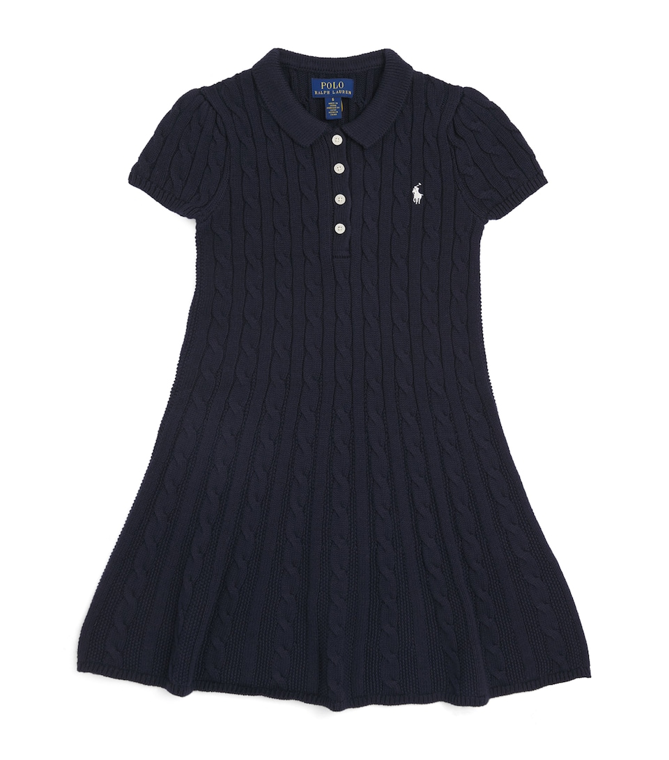 Ralph Lauren Kids Cotton Cable-Knit Dress (6-14 Years) Navy W/ Rch Cream