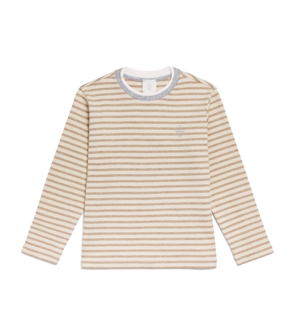 Eleventy Kids Cotton Stripe Long-Sleeve T-Shirt (2-16 Years) Ivory/beige