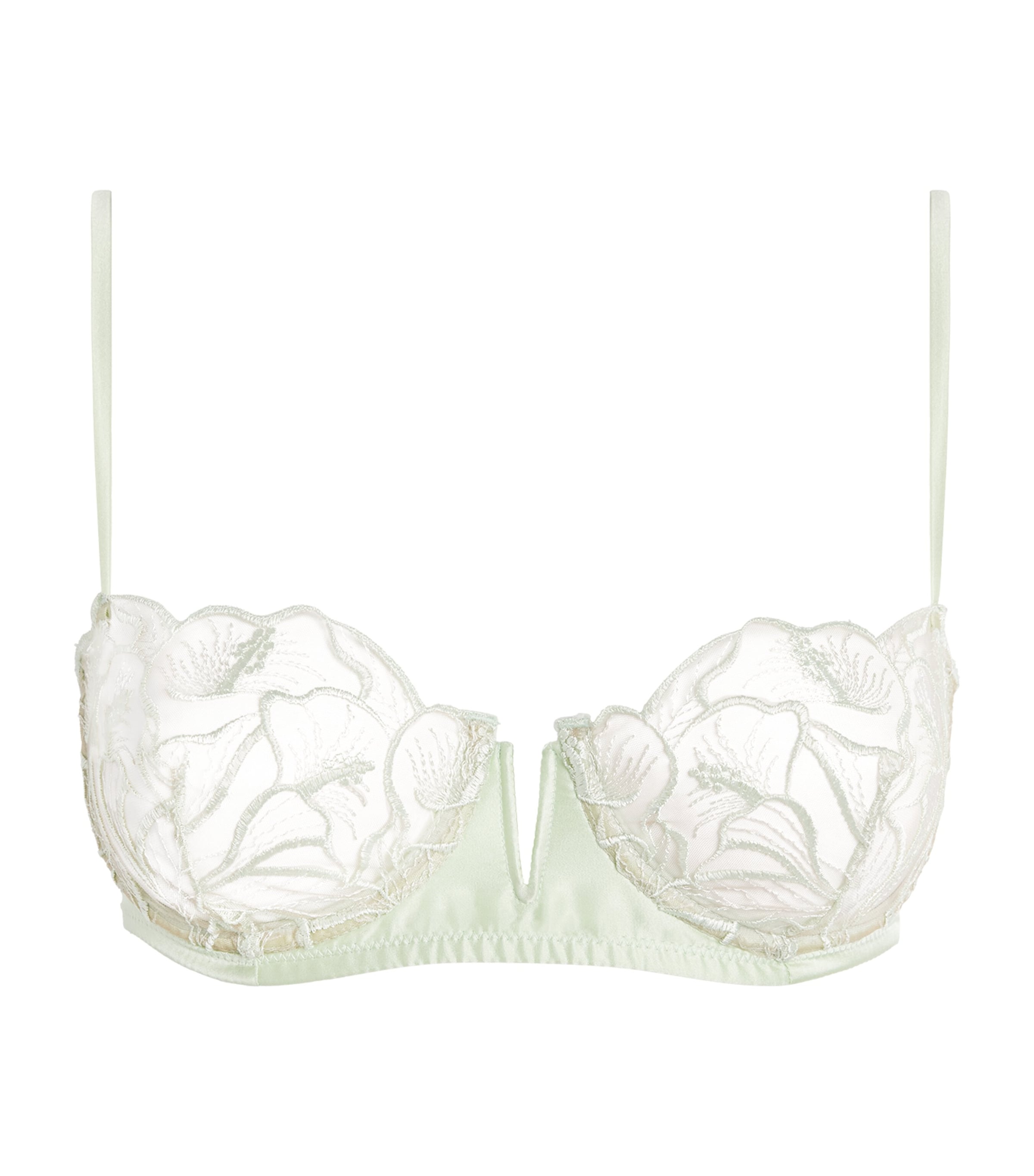 Kiki de Montparnasse Womens Lace Calla Lily Balconette Bra Menthe