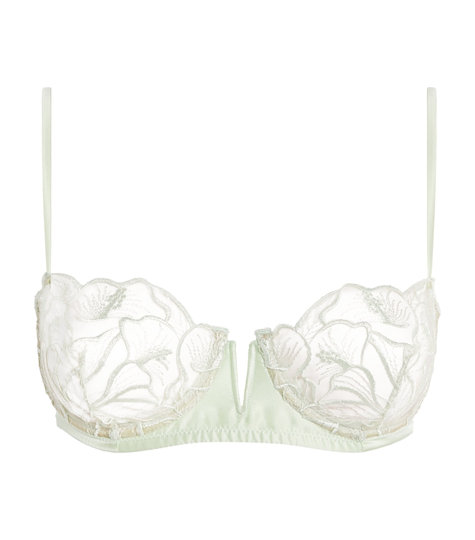 Kiki de Montparnasse Womens Lace Calla Lily Balconette Bra Menthe