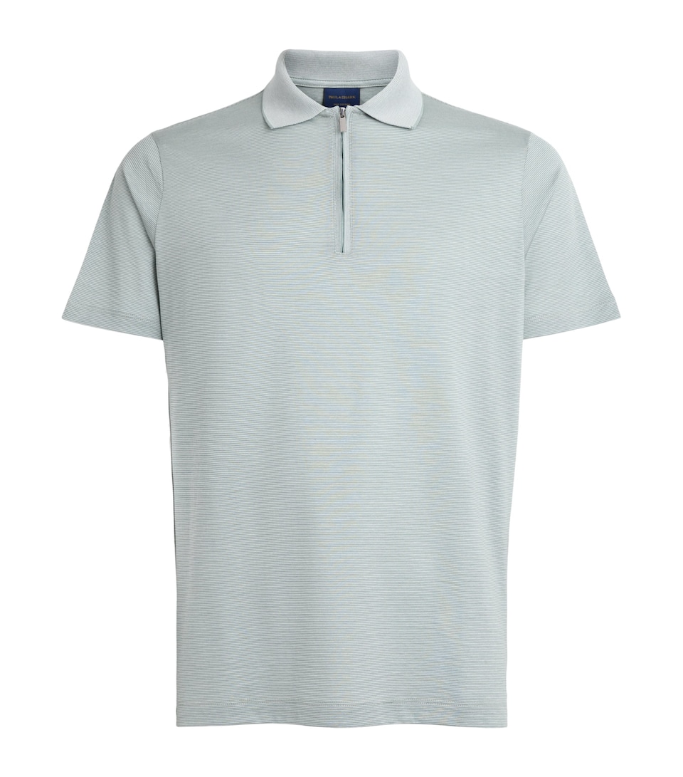 Paul & Shark Mens Cotton-Silk Stripe Polo Shirt Green
