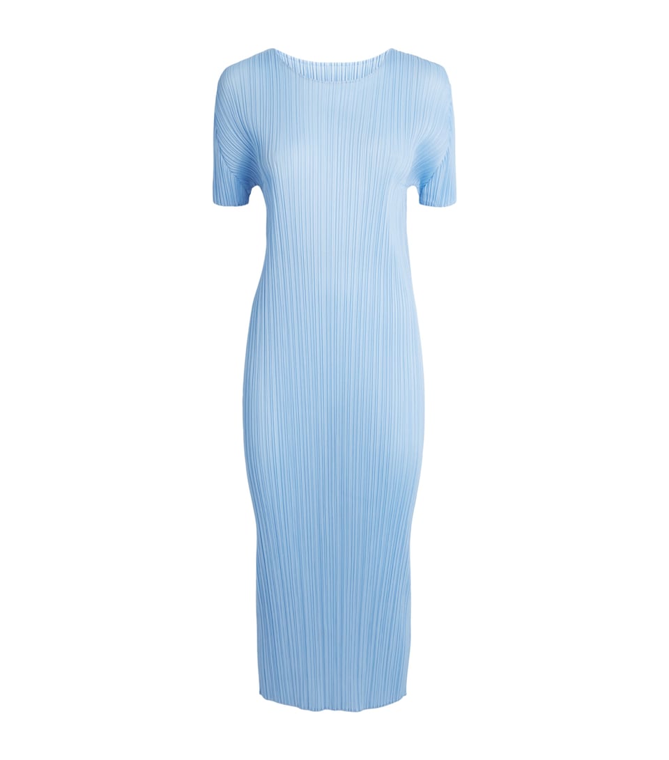 Pleats Please Issey Miyake Womens Monthly Colors August Midi Dress Light Blue