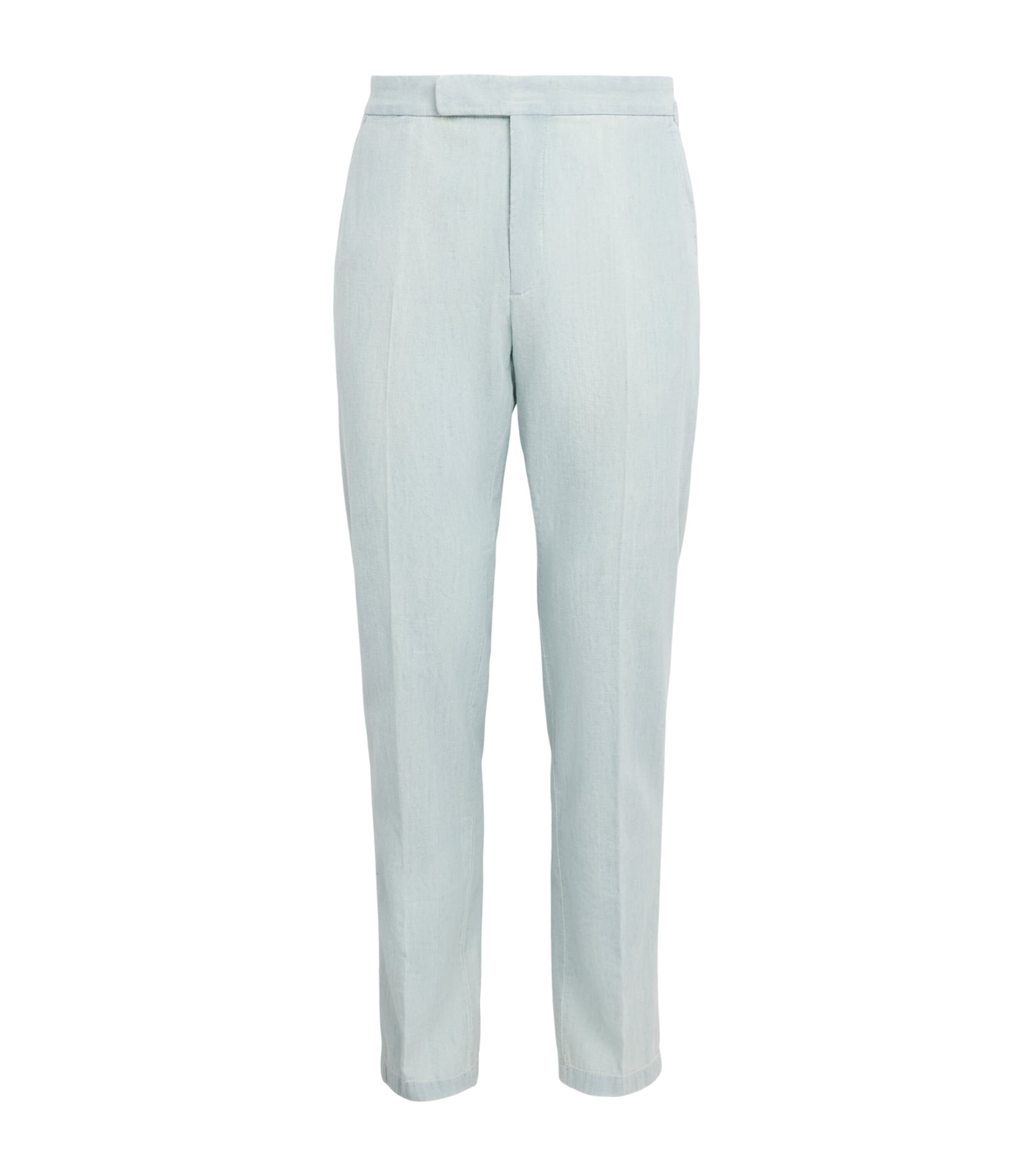 Polo Ralph Lauren Mens Linen Straight Trousers Chambray