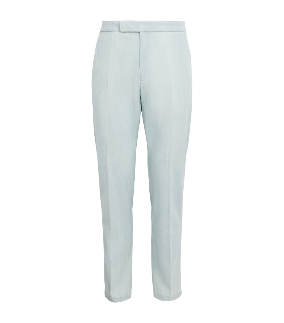 Polo Ralph Lauren Mens Linen Straight Trousers Chambray