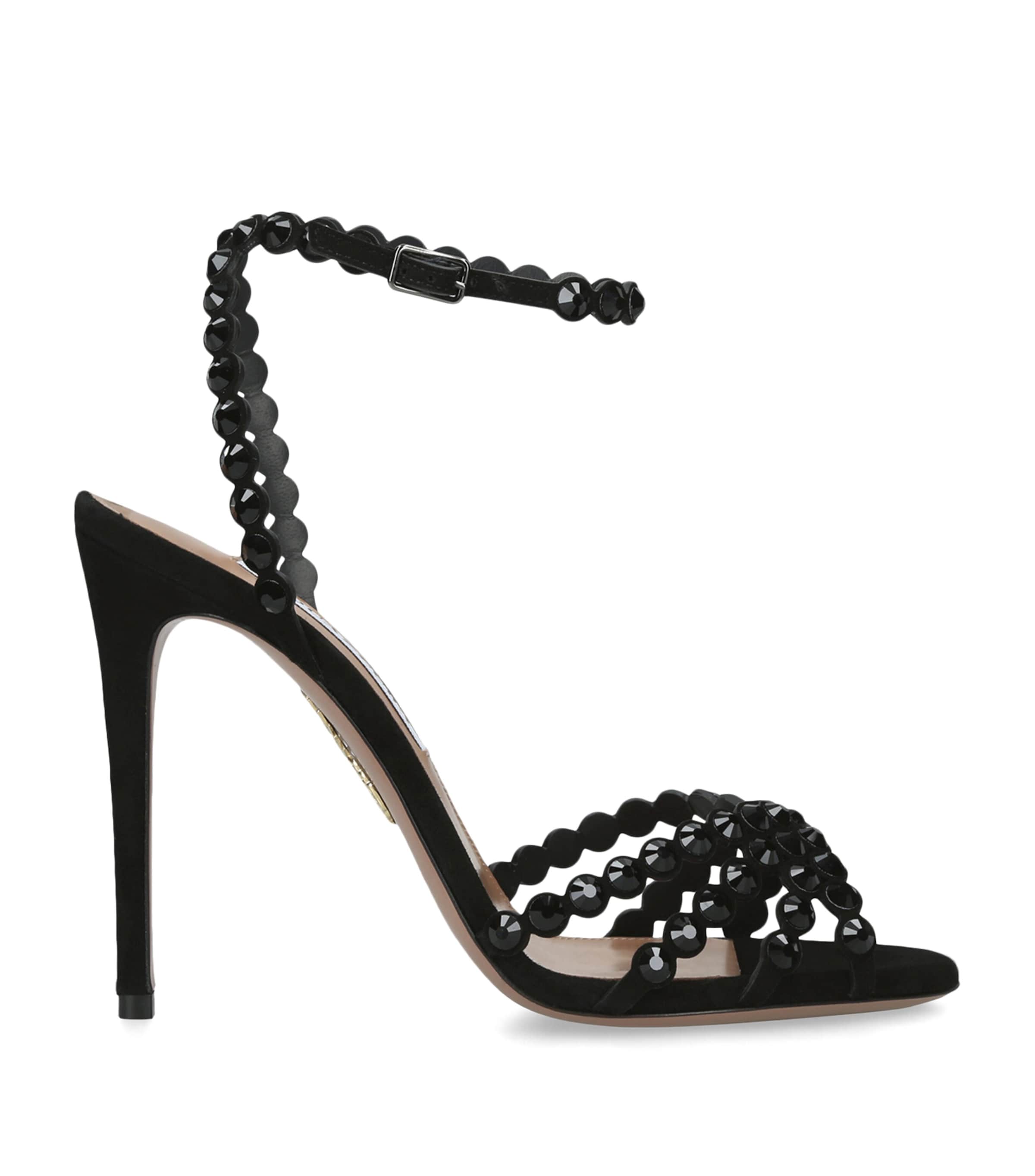 Aquazzura Leather Tequila Sandals 105 Black