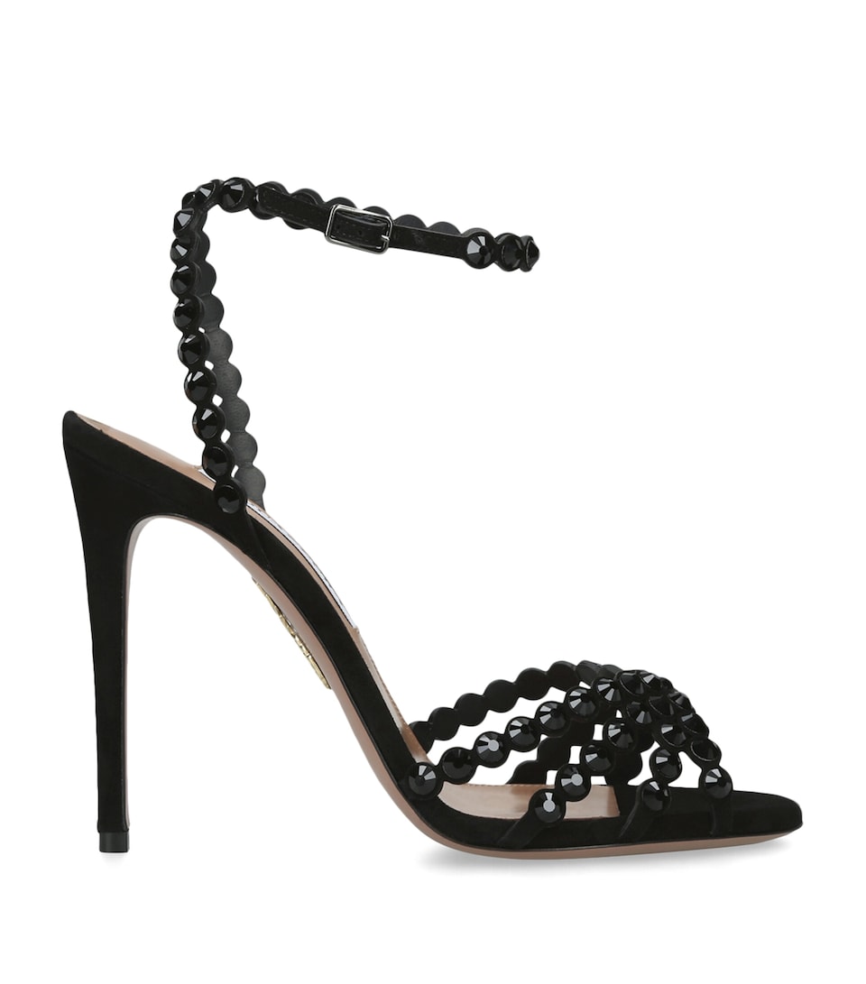 Aquazzura Leather Tequila Sandals 105 Black