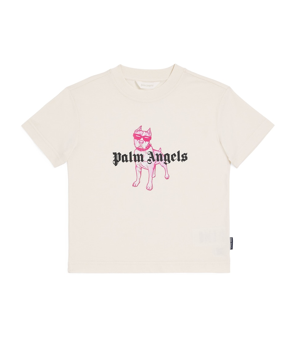 Palm Angels Kids Cotton Dog T-Shirt (4-12+ Years) White