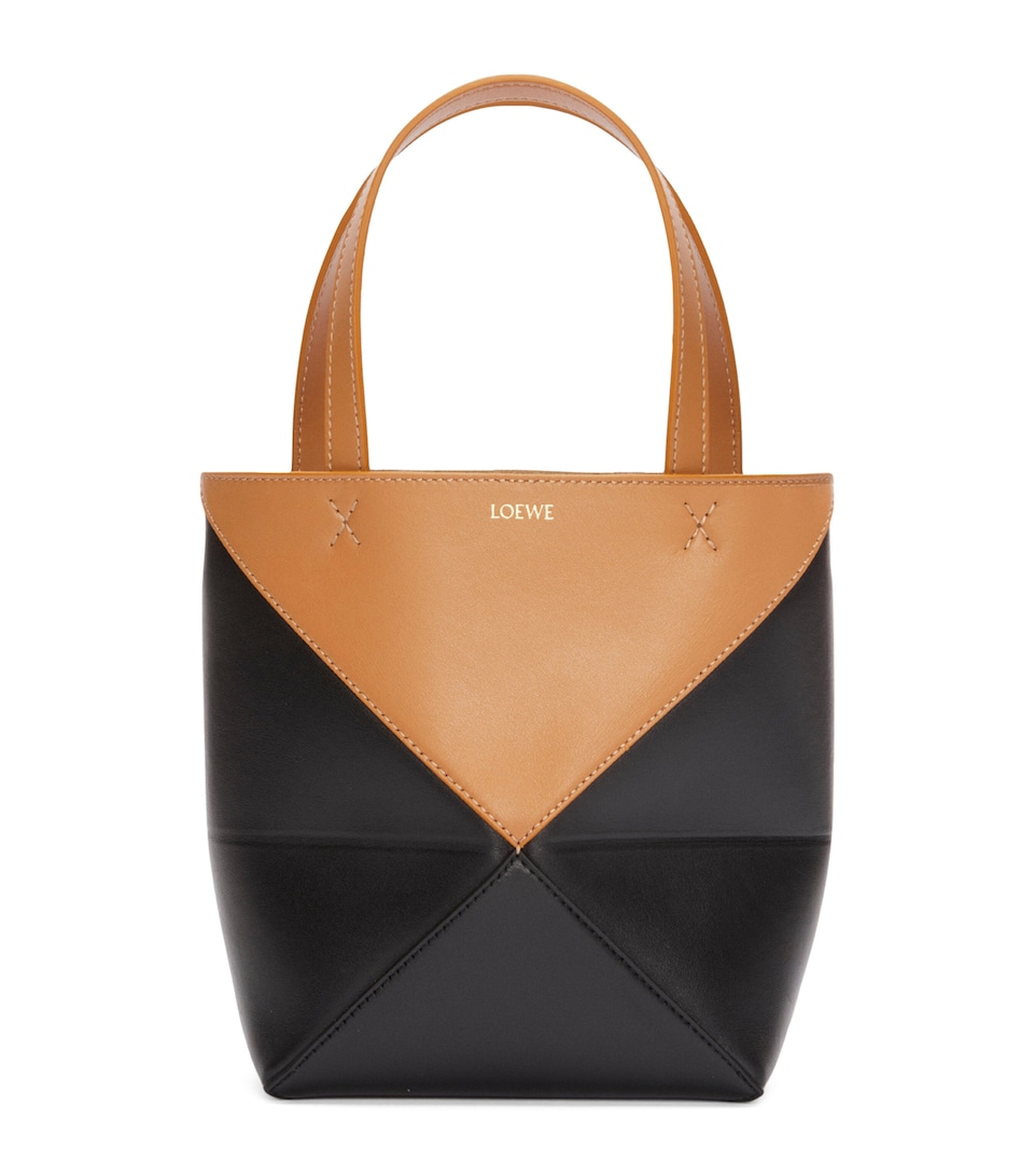Mini Leather Puzzle Fold Tote Bag