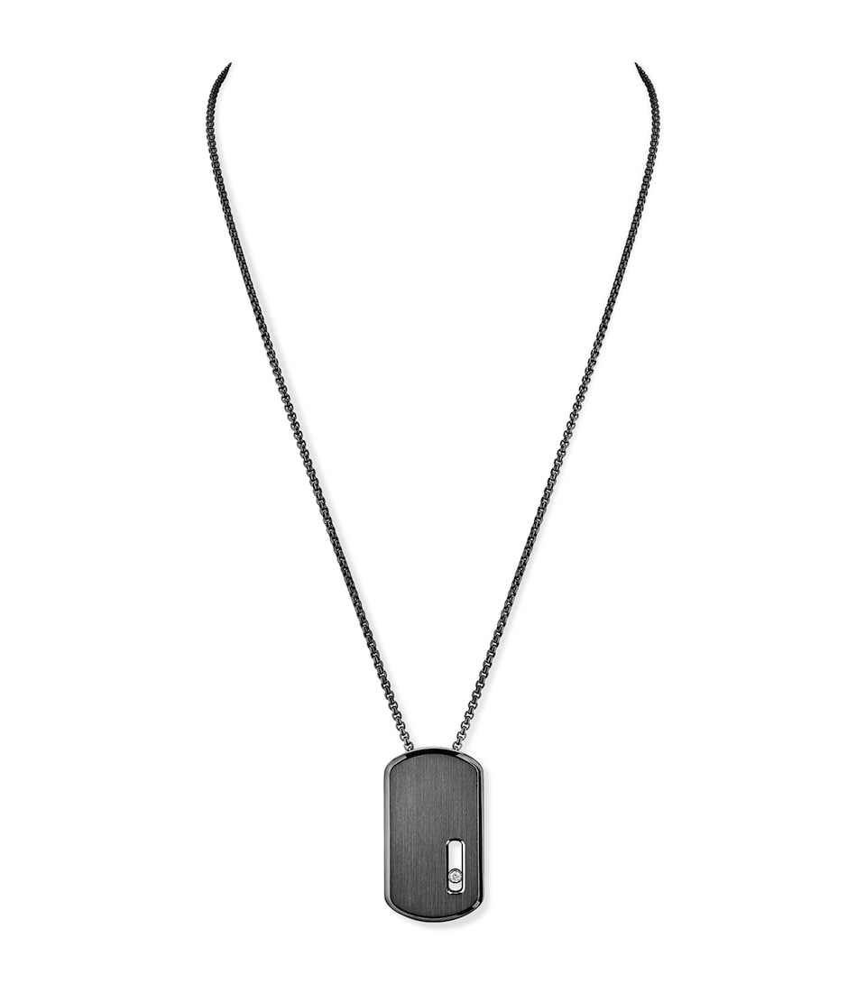 Messika Move Titanium Graphite Titanium and Diamond Large Pendant Necklace (0.14ct) Titanium