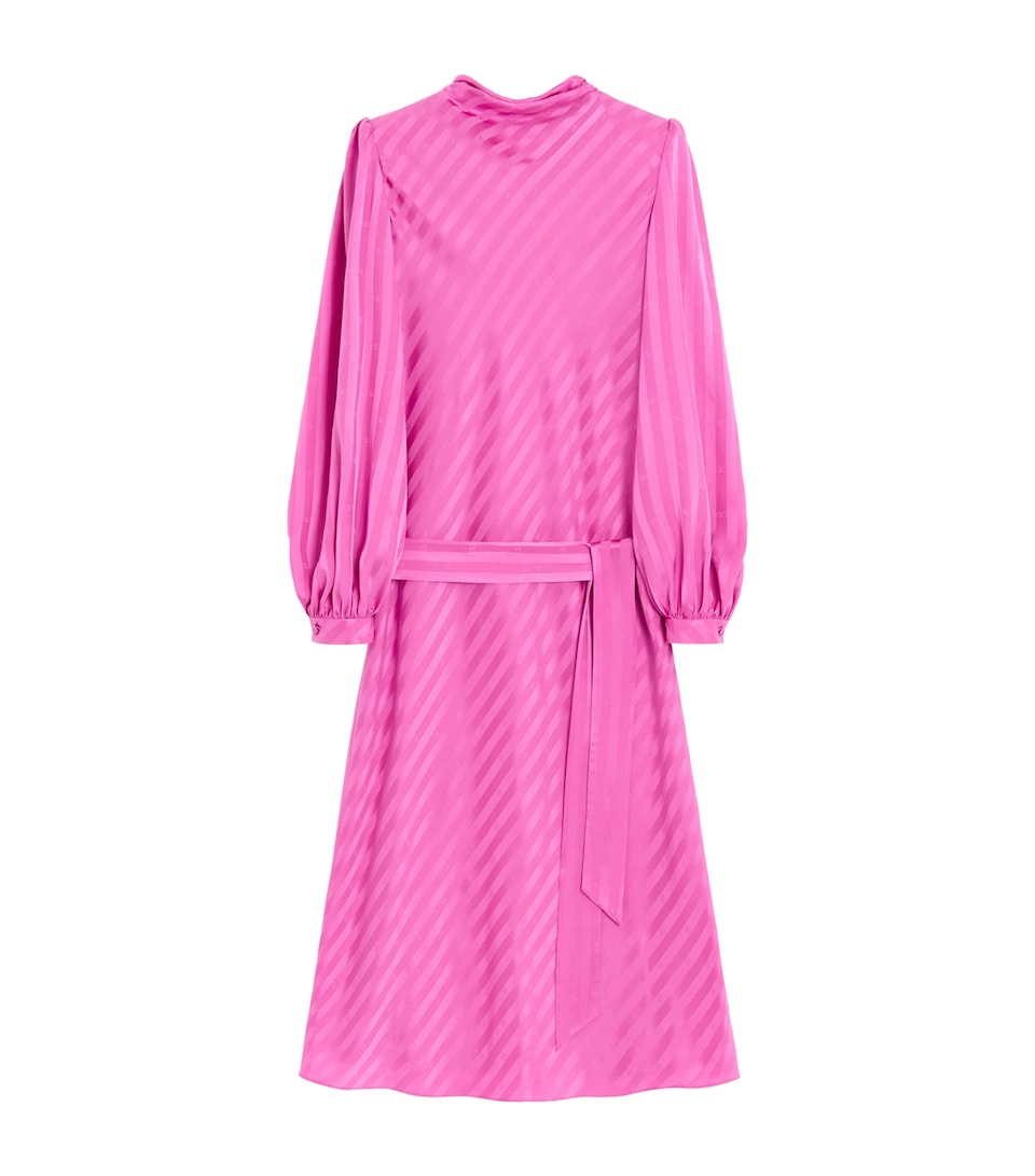 Valentino Womens Silk Jacquard Stripe Midi Dress