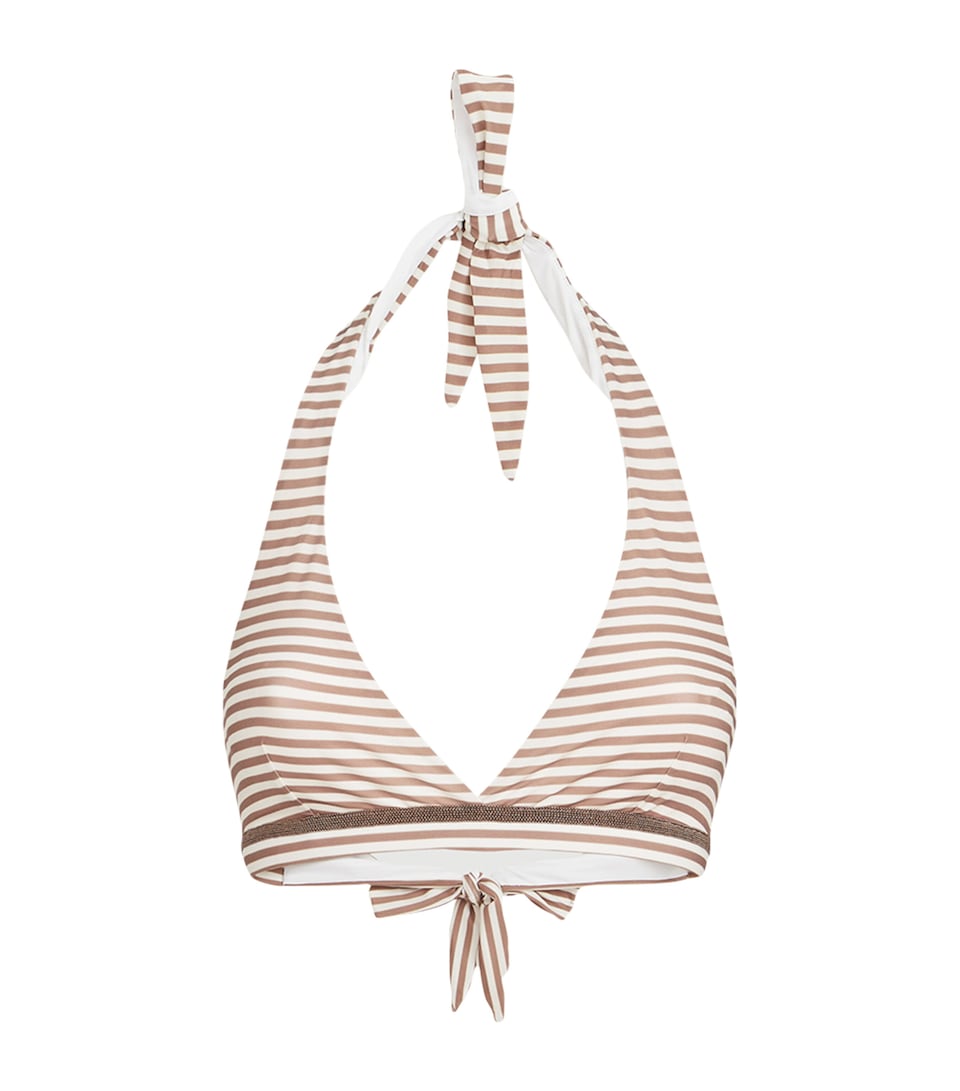 Brunello Cucinelli Womens Striped Halterneck Bikini Top