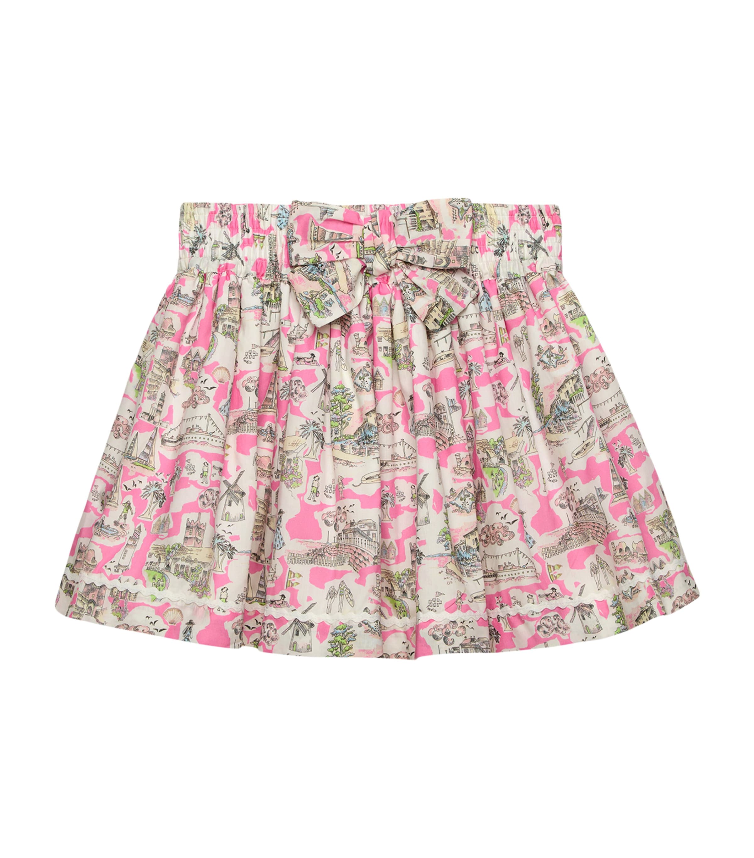Trotters Cotton Printed Holiday Scenes Skirt (2-5 Years) Bright Pink Holiday