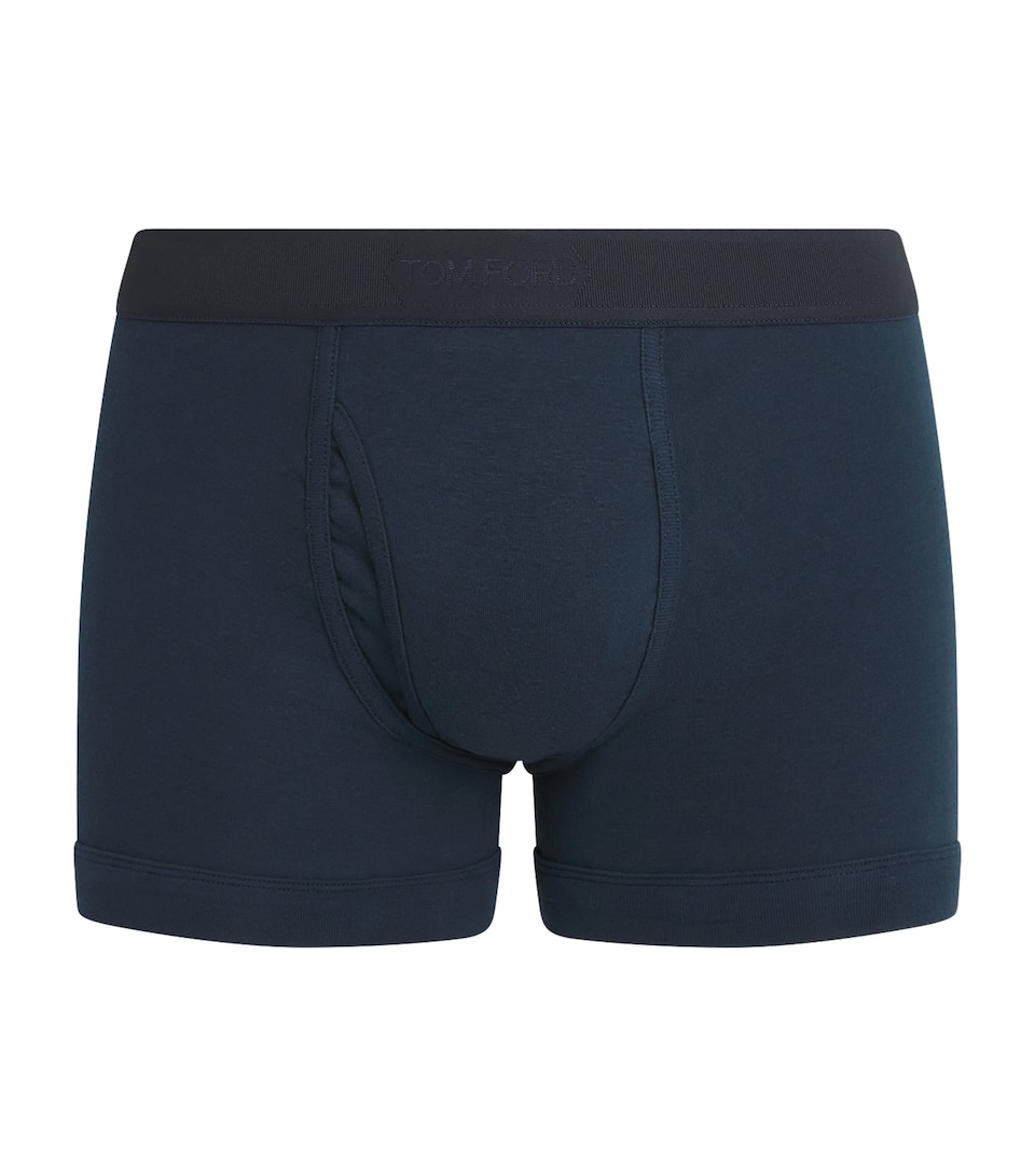 TOM FORD Mens Stretch-Cotton Logo Boxers Navy