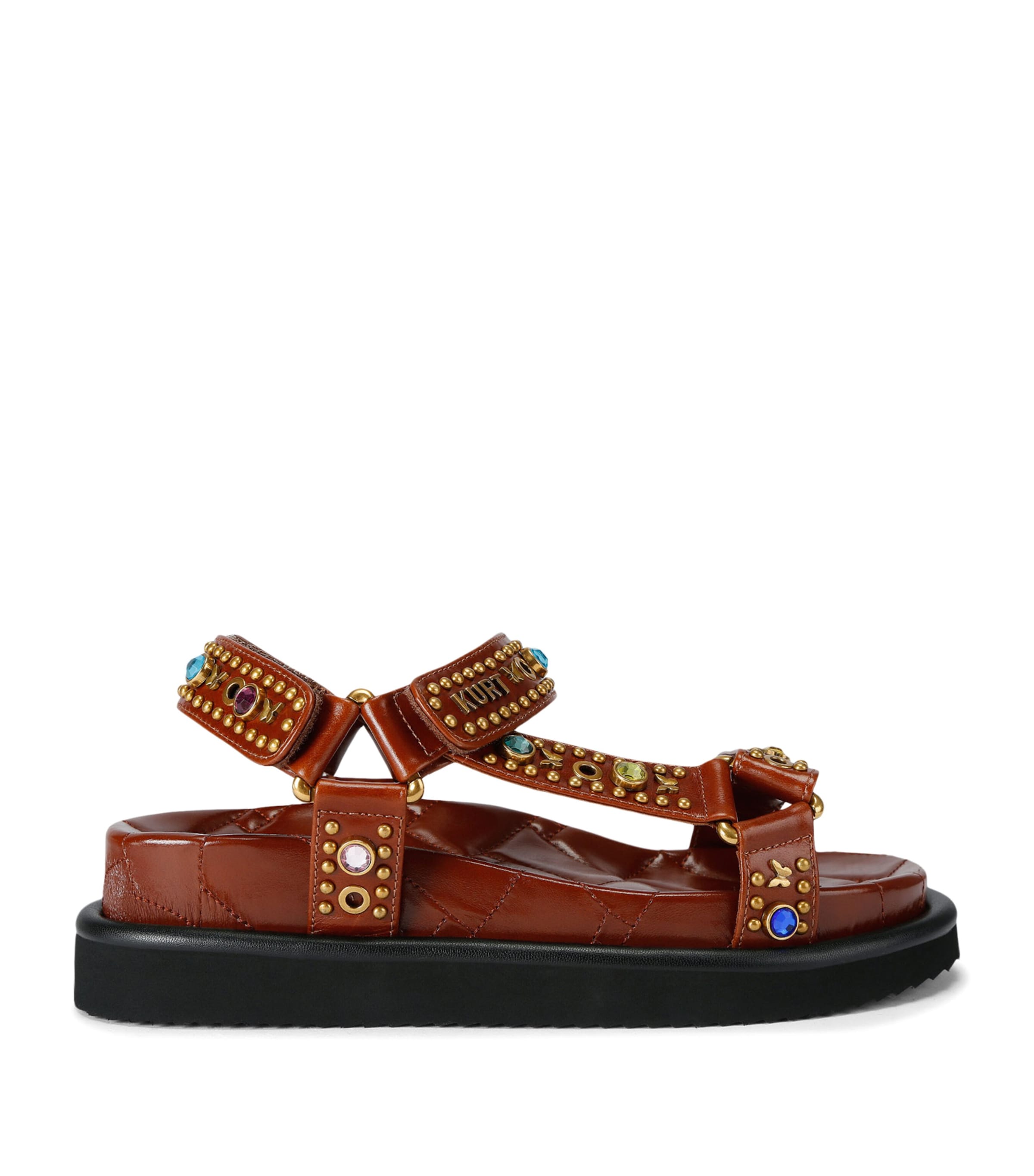 Kurt Geiger London Leather Embellished Orson Sandals Brown/oth