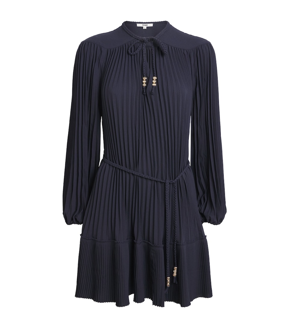 Maje Womens Pleated Mini Dress Navy
