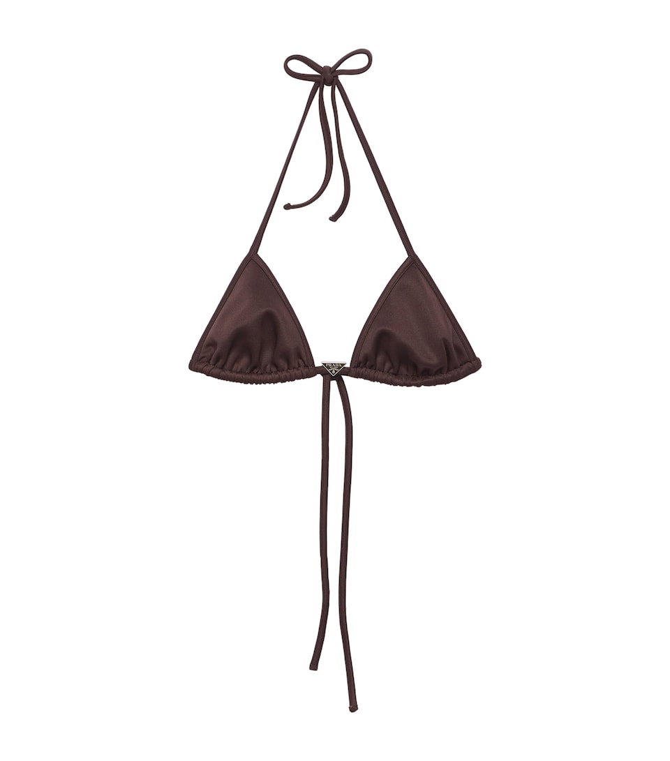 Prada Womens Triangle Bikini Top Brown