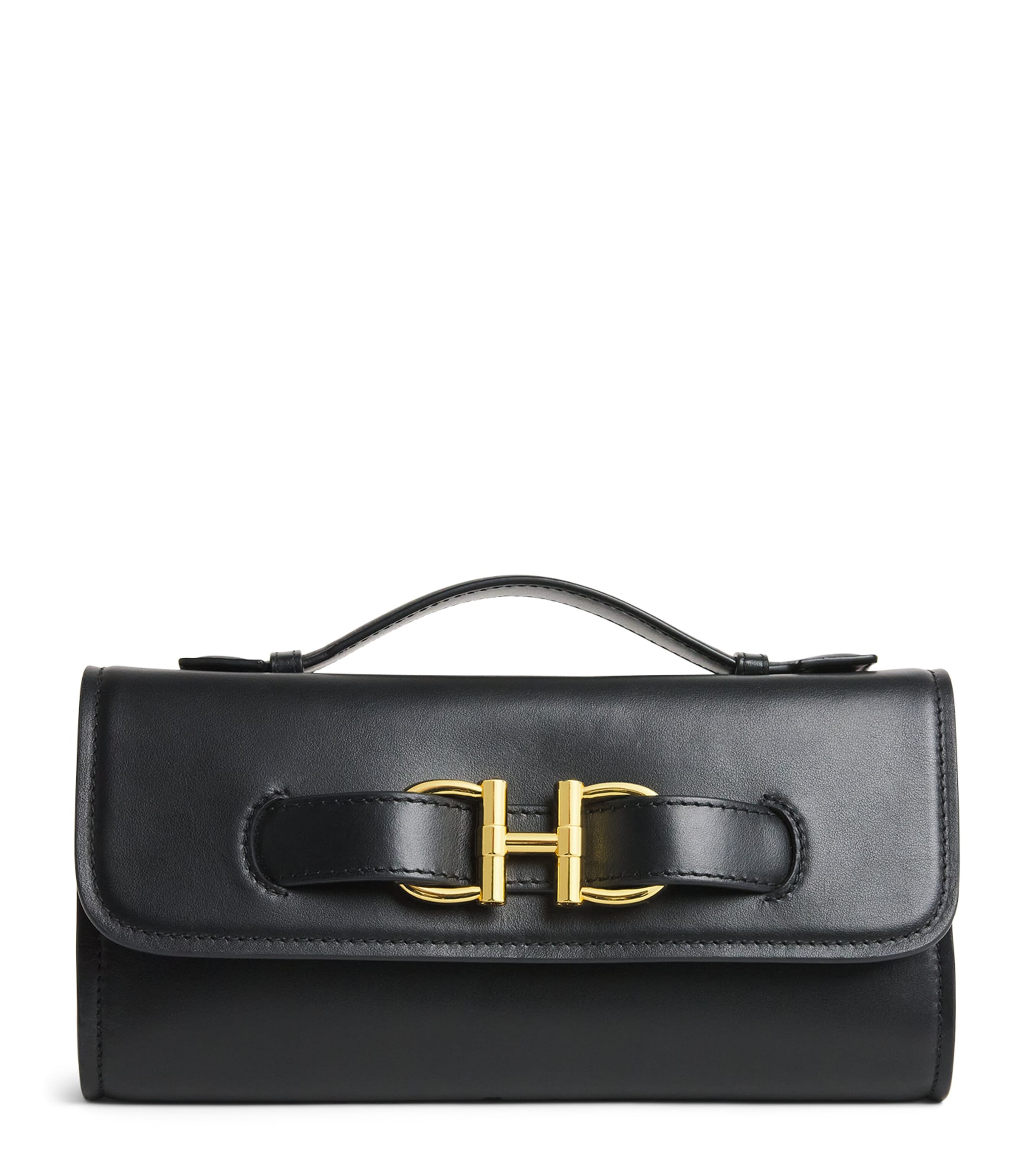 Harrods Leather Snaffle East West Purse Black