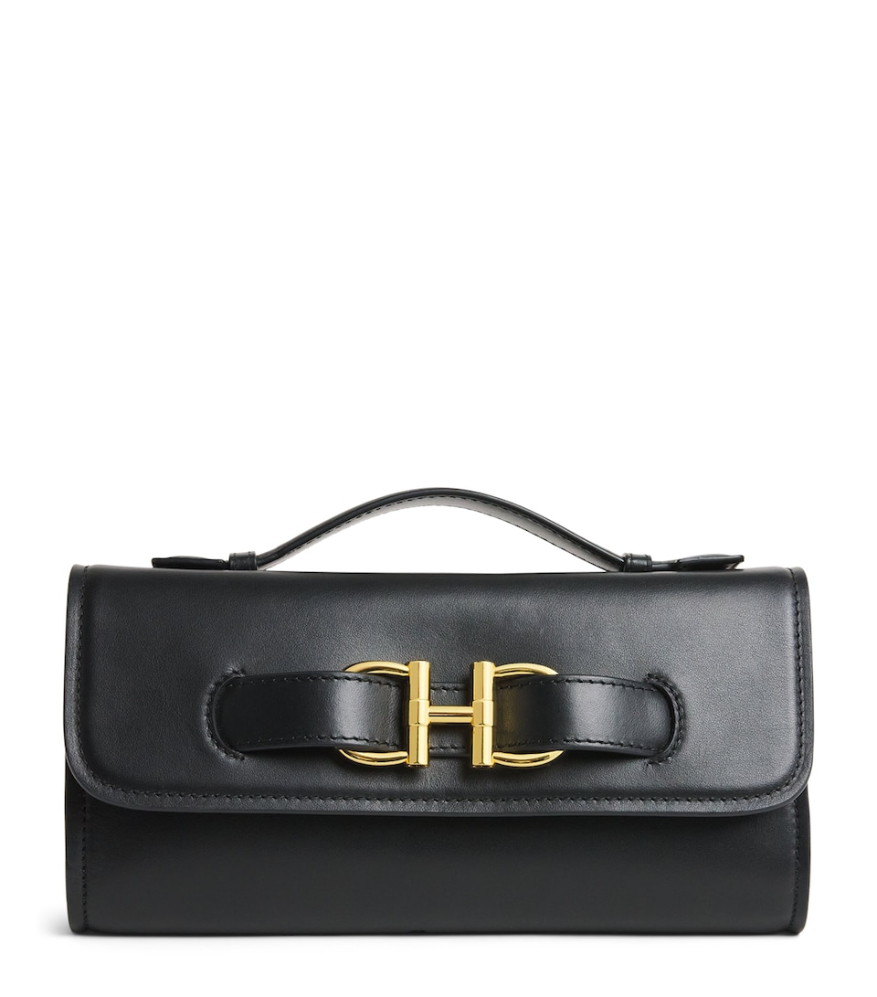 Harrods Leather Snaffle East West Purse Black