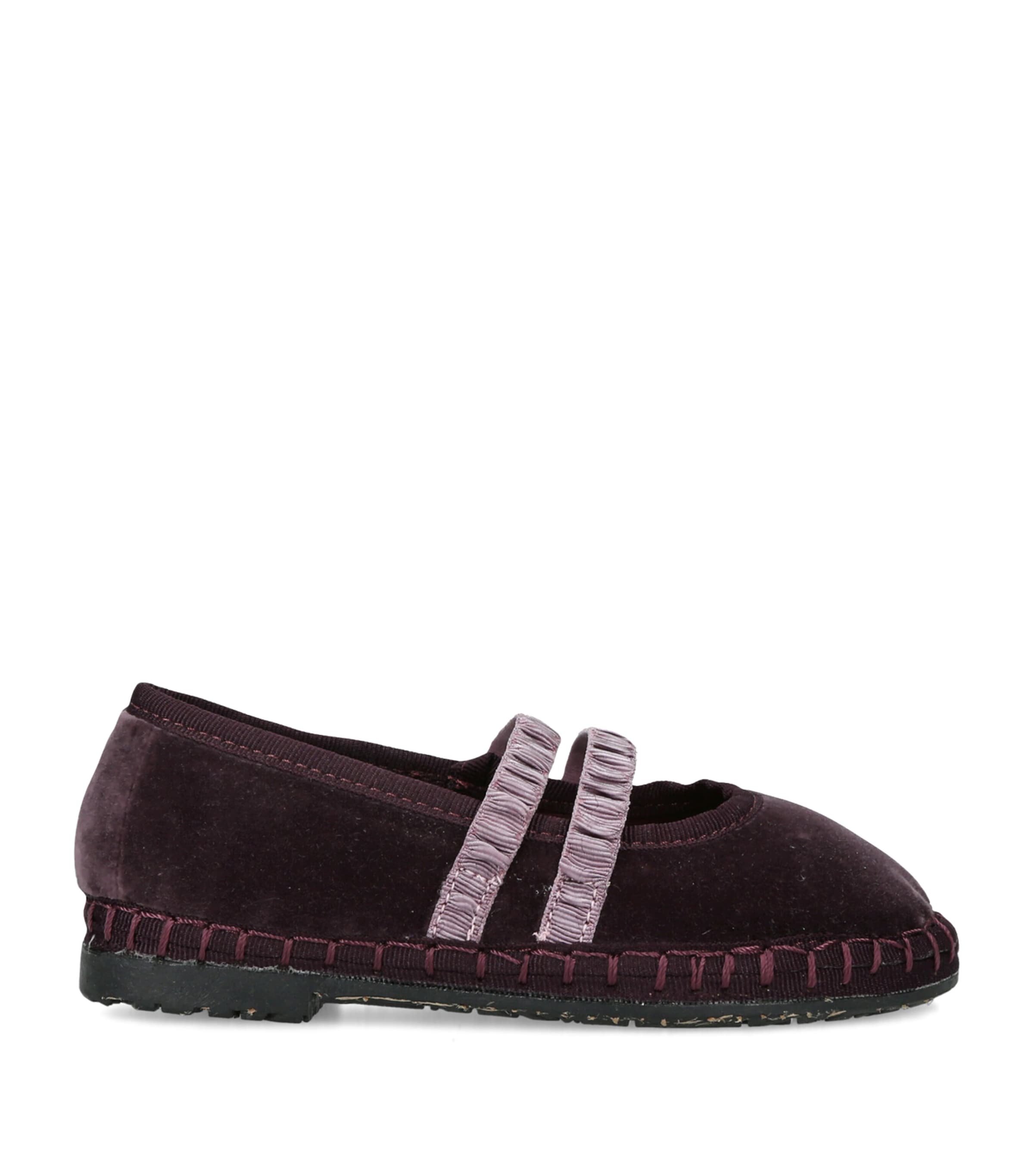 Flabelus Velvet Laurance Ballet Flats Purple