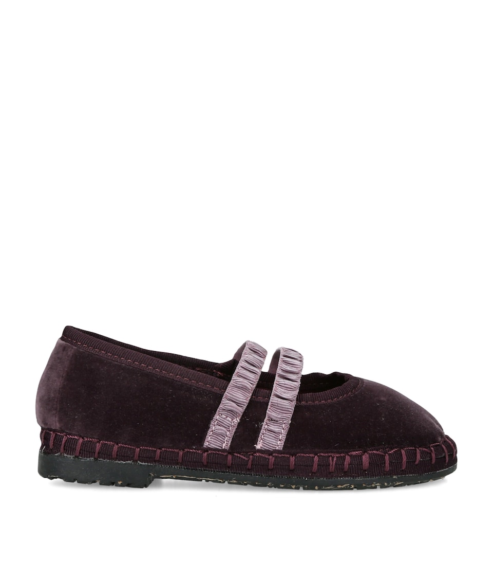 Flabelus Velvet Laurance Ballet Flats Purple
