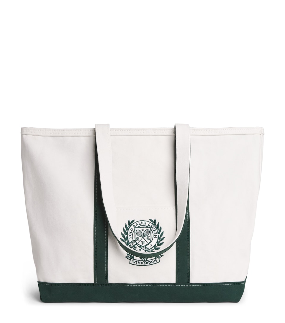 Polo Ralph Lauren x Wimbledon Large Cotton Shopper Bag Moss Agate / White