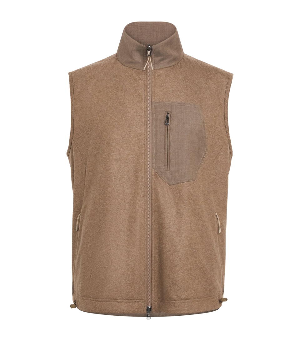Sease Mens Virgin Wool-Cashmere Explorer Gilet Hazelnut