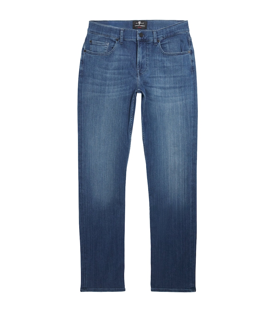7 For All Mankind Mens Standard Straight Jeans Mid Blue