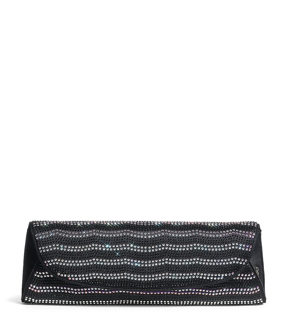 Satin Wave Embellished Clutch Bag