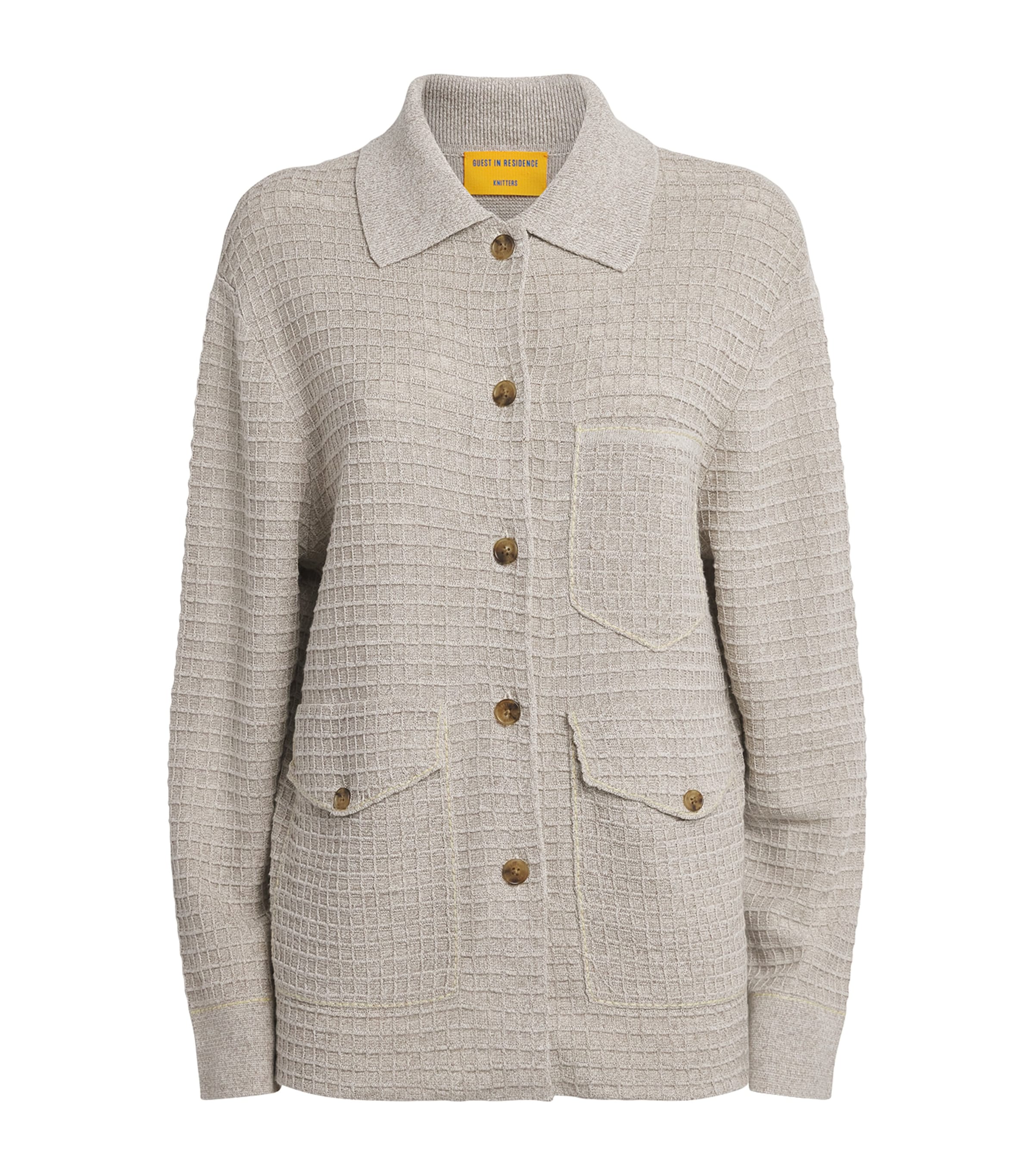 Guest In Residence Womens Linen-Silk Waffle Jacket Cream/sandstone