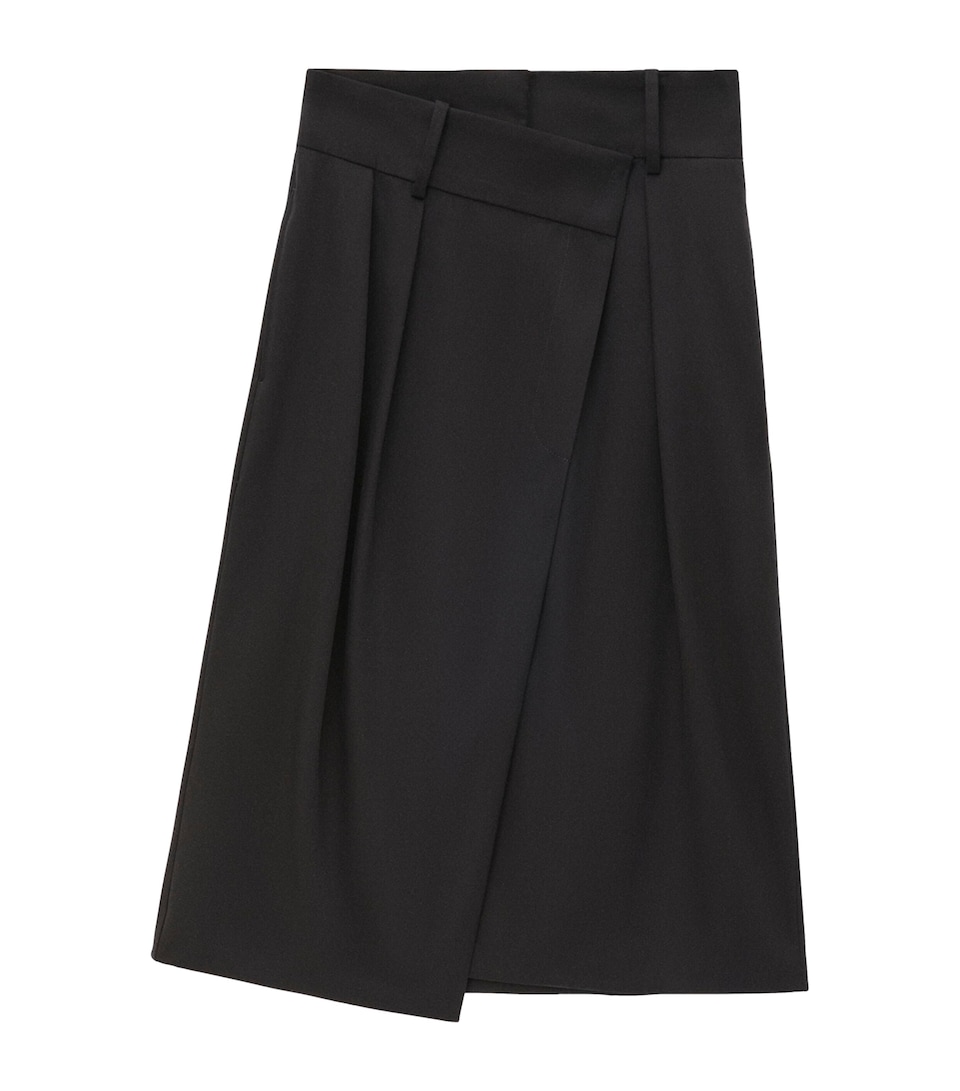 Cotton-Silk Gabardine Wrap Skirt