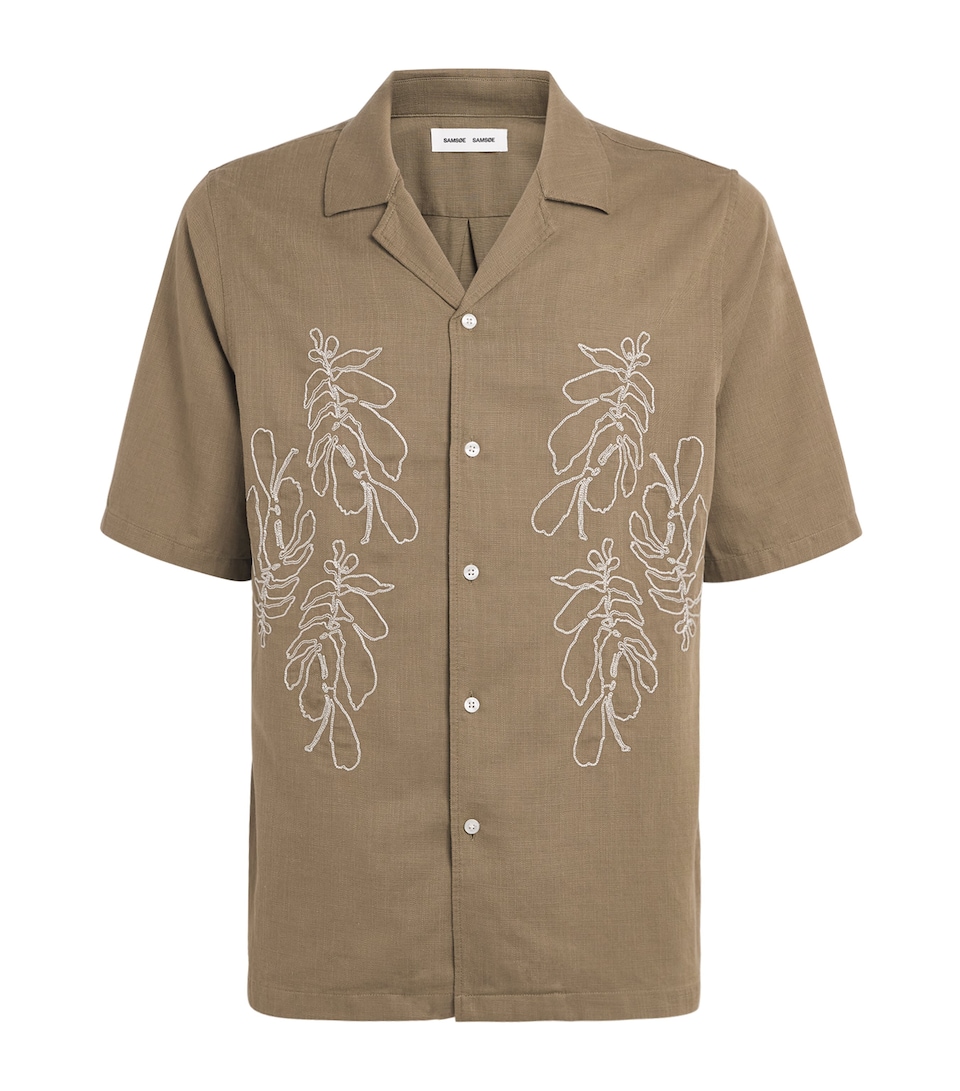 Samsøe Samsøe Mens Embroidered Saoscar Shirt Dusky Green