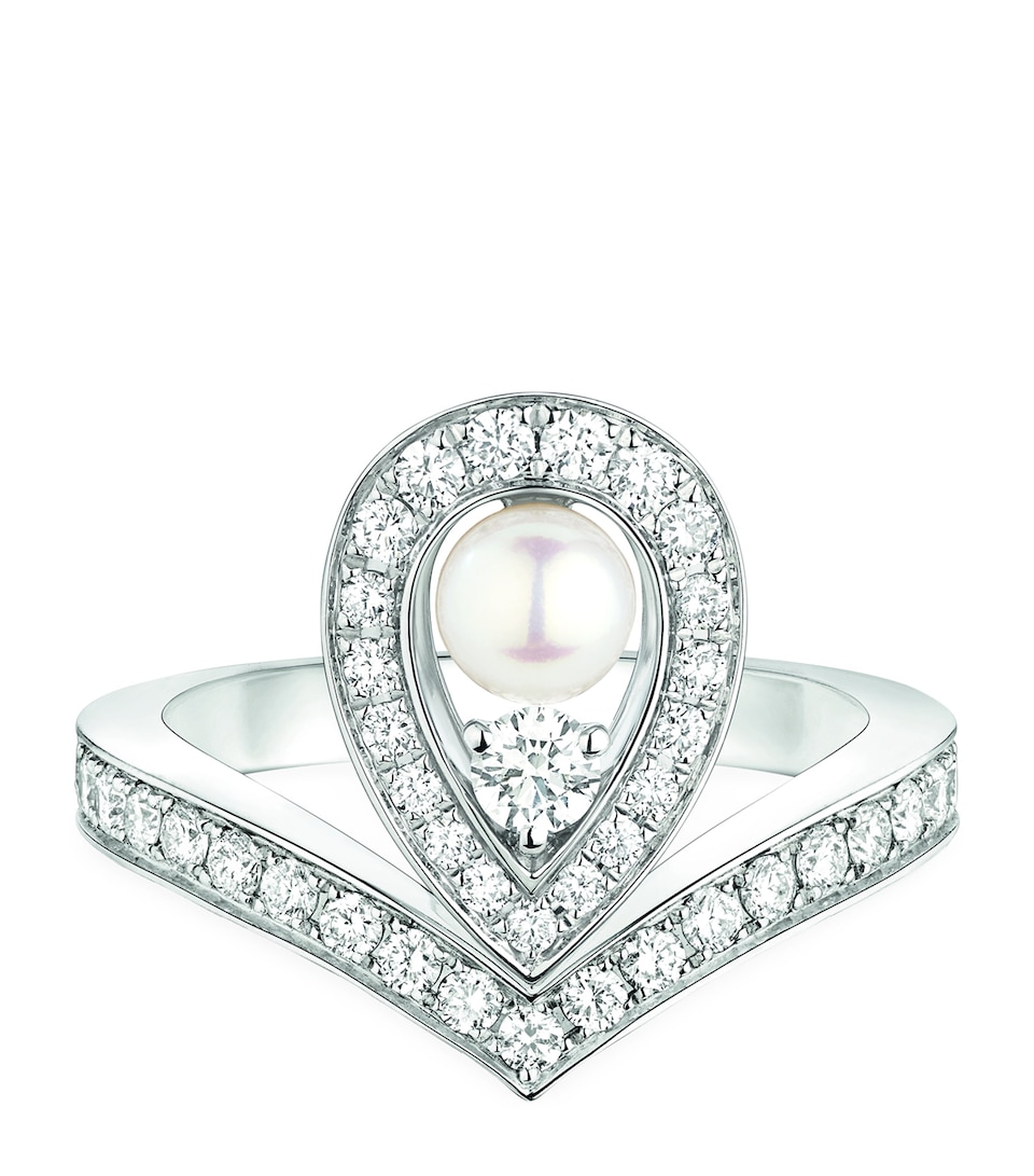 White Gold, Diamond and Pearl Joséphine Aigrette Ring