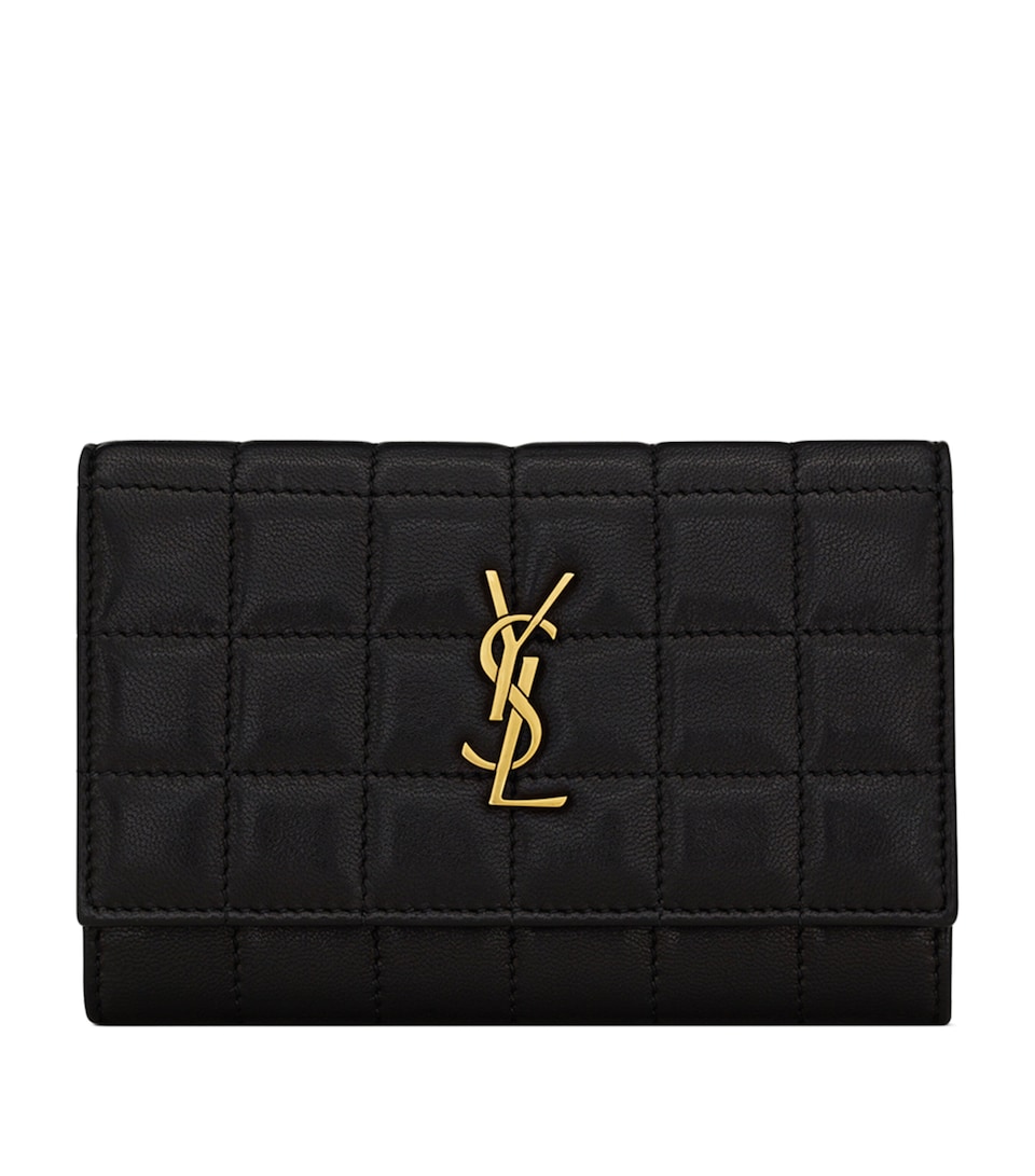 Leather Quilted Monogram Wallet