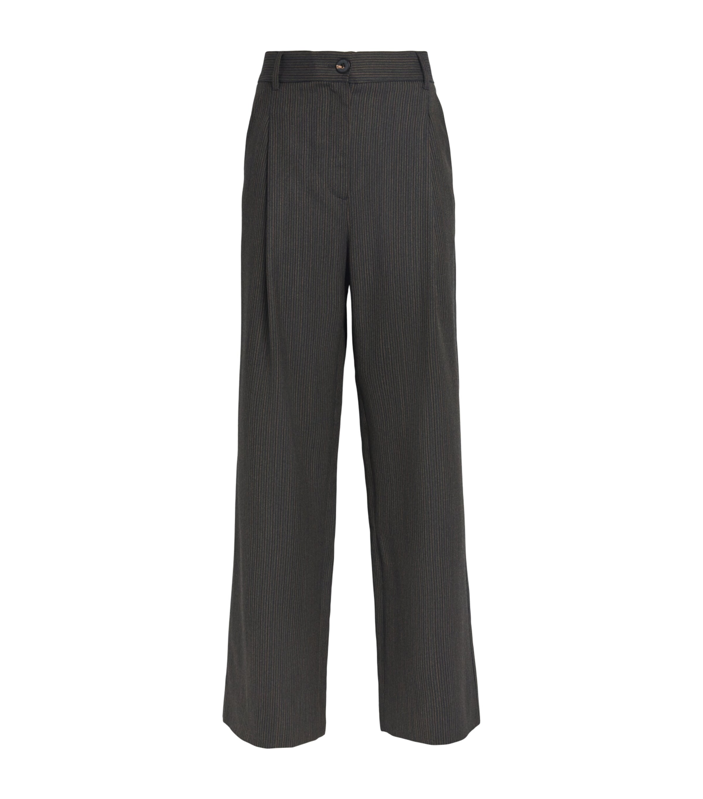 ME+EM Womens Wool Pinstripe Cropped Trousers Grey Multi