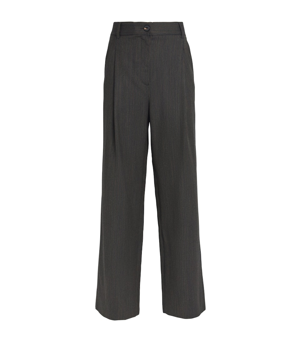 ME+EM Womens Wool Pinstripe Cropped Trousers Grey Multi