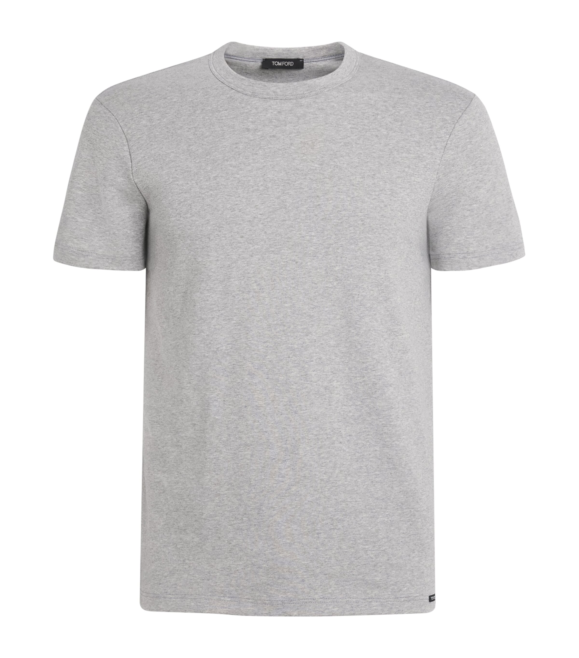 TOM FORD Mens Stretch-Cotton T-Shirt Grey Melange