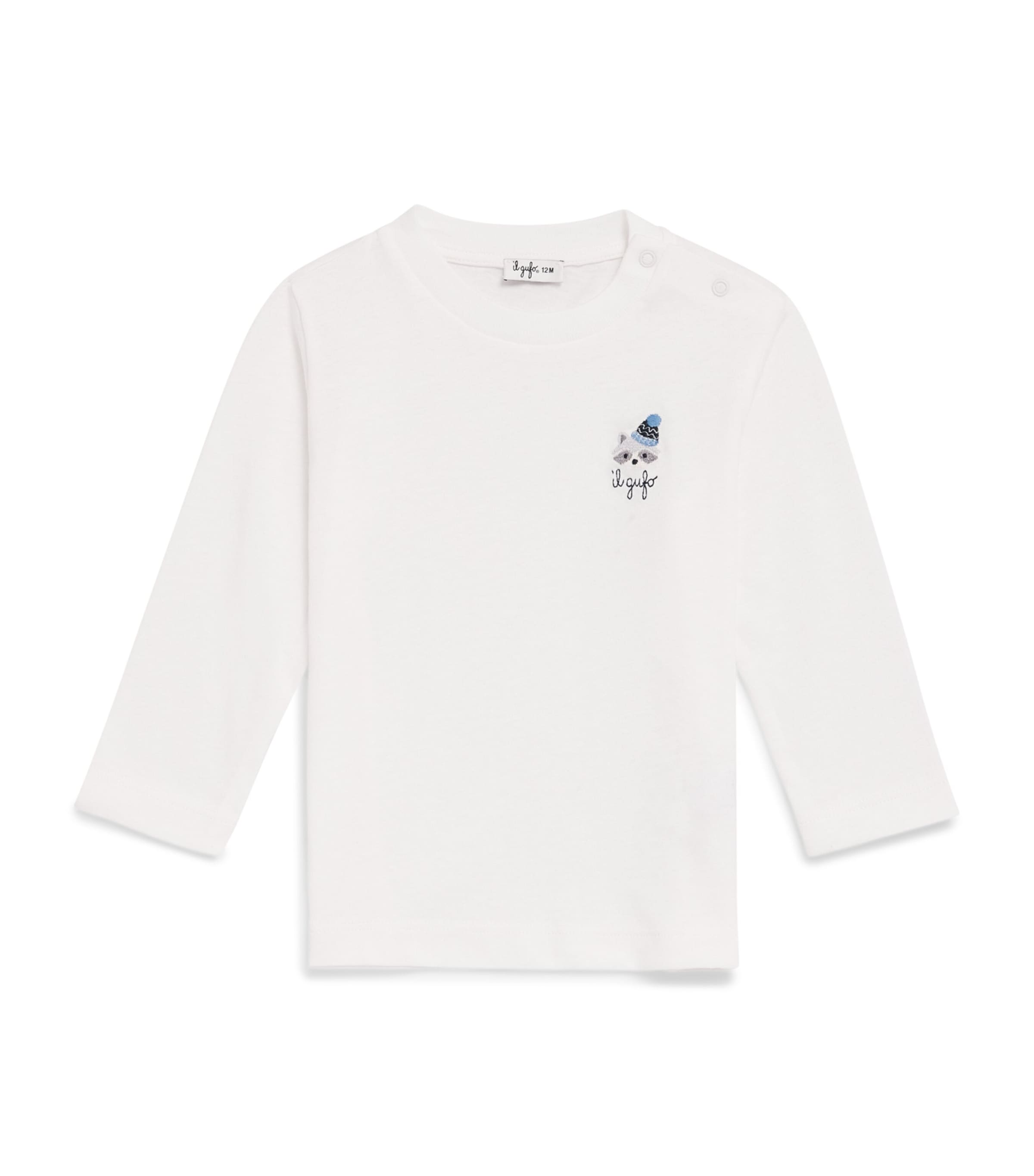 Il Gufo Cotton Racoon Long-Sleeve T-Shirt (6-36 Months) Milk