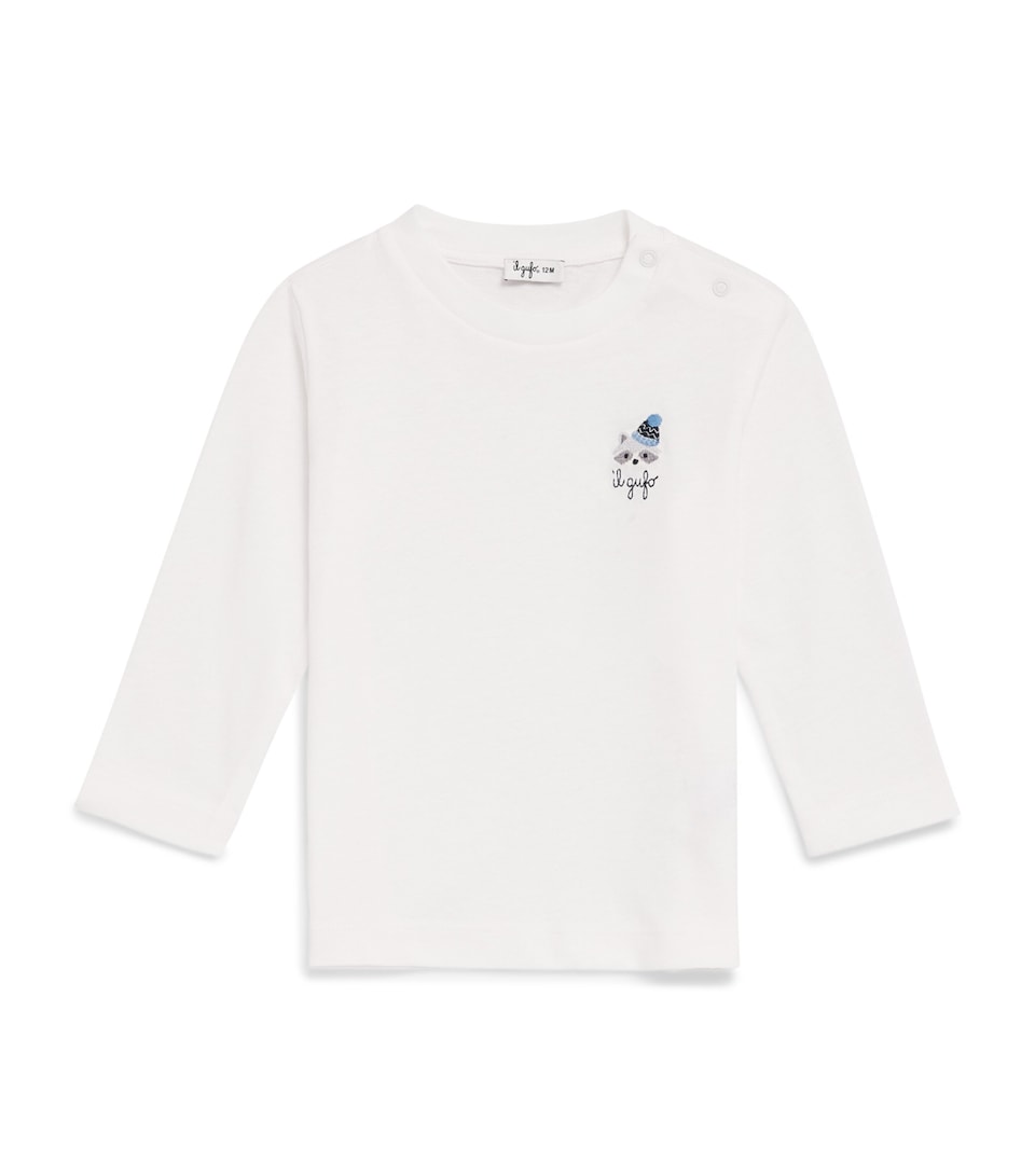 Il Gufo Cotton Racoon Long-Sleeve T-Shirt (6-36 Months) Milk