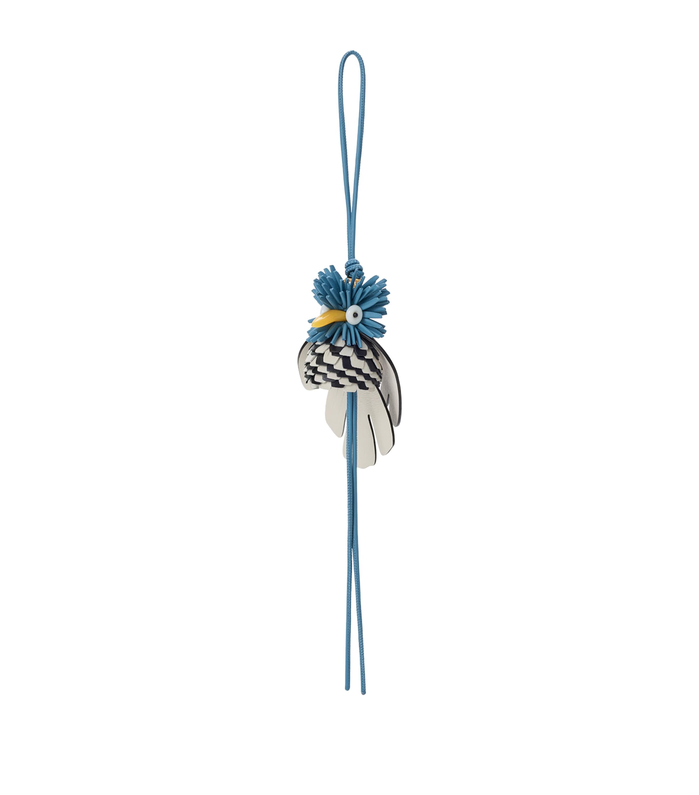 LOEWE x Paula's Ibiza Leather Hoopoe Bird Charm Blue/black