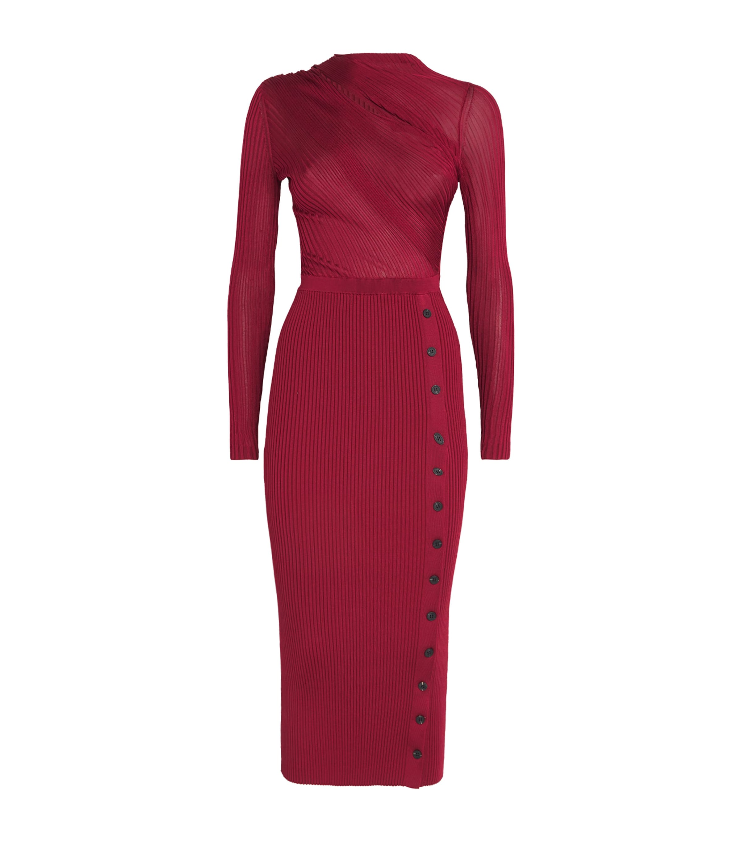 Button-Detail Midi Dress