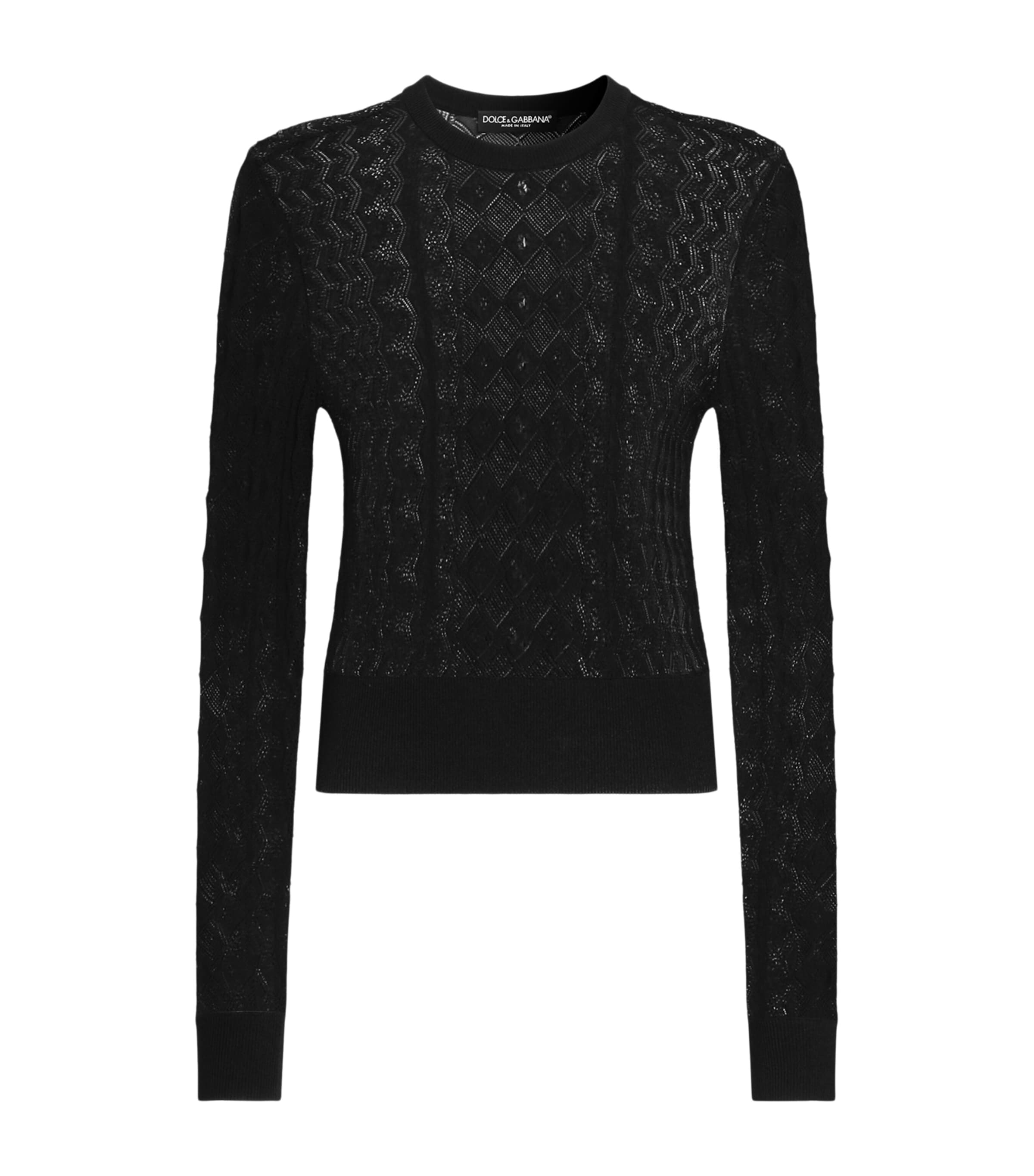 Dolce&Gabbana Womens Lace-Effect Sweater Black
