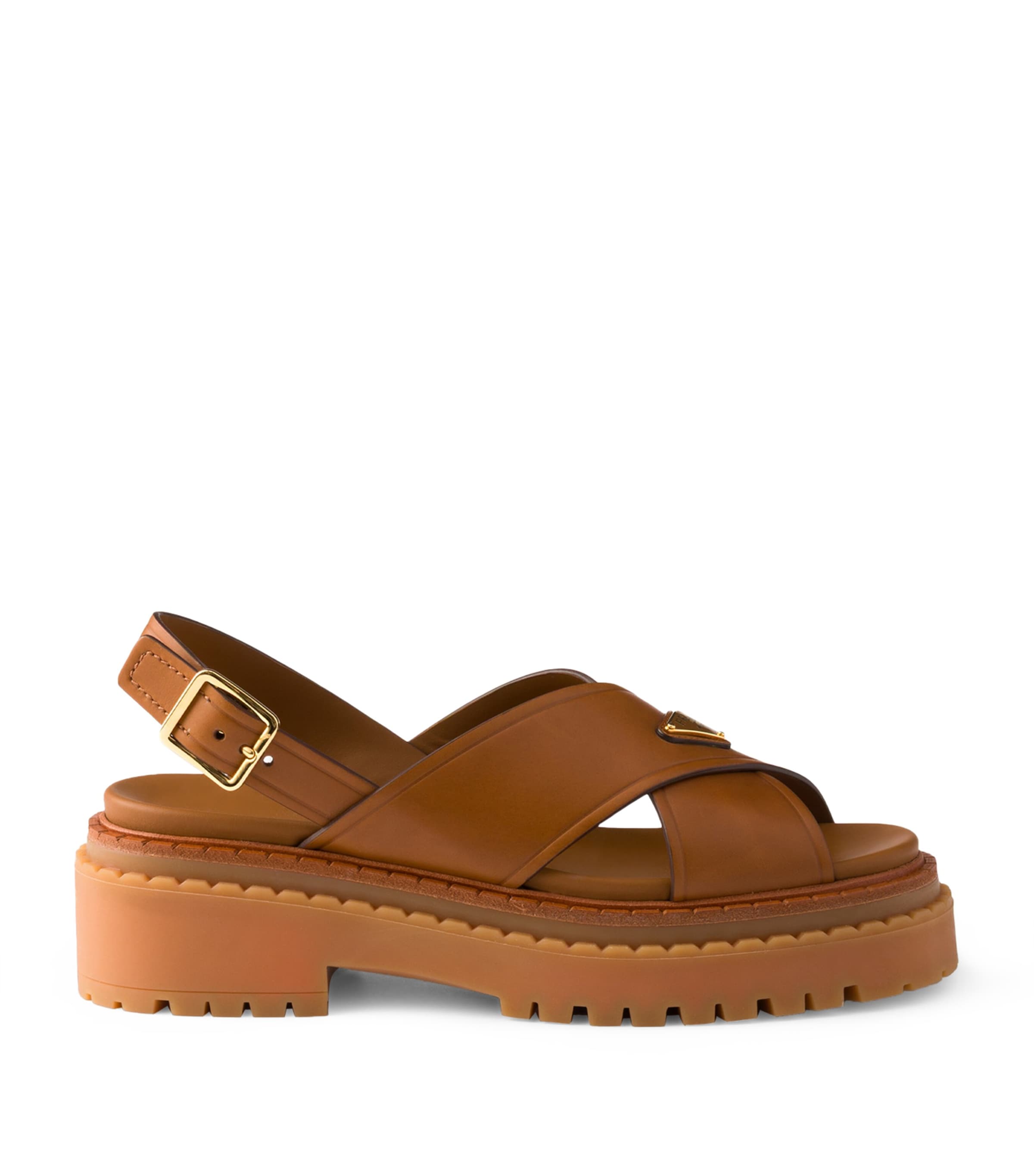 Leather Crossover Platform Sandals 55