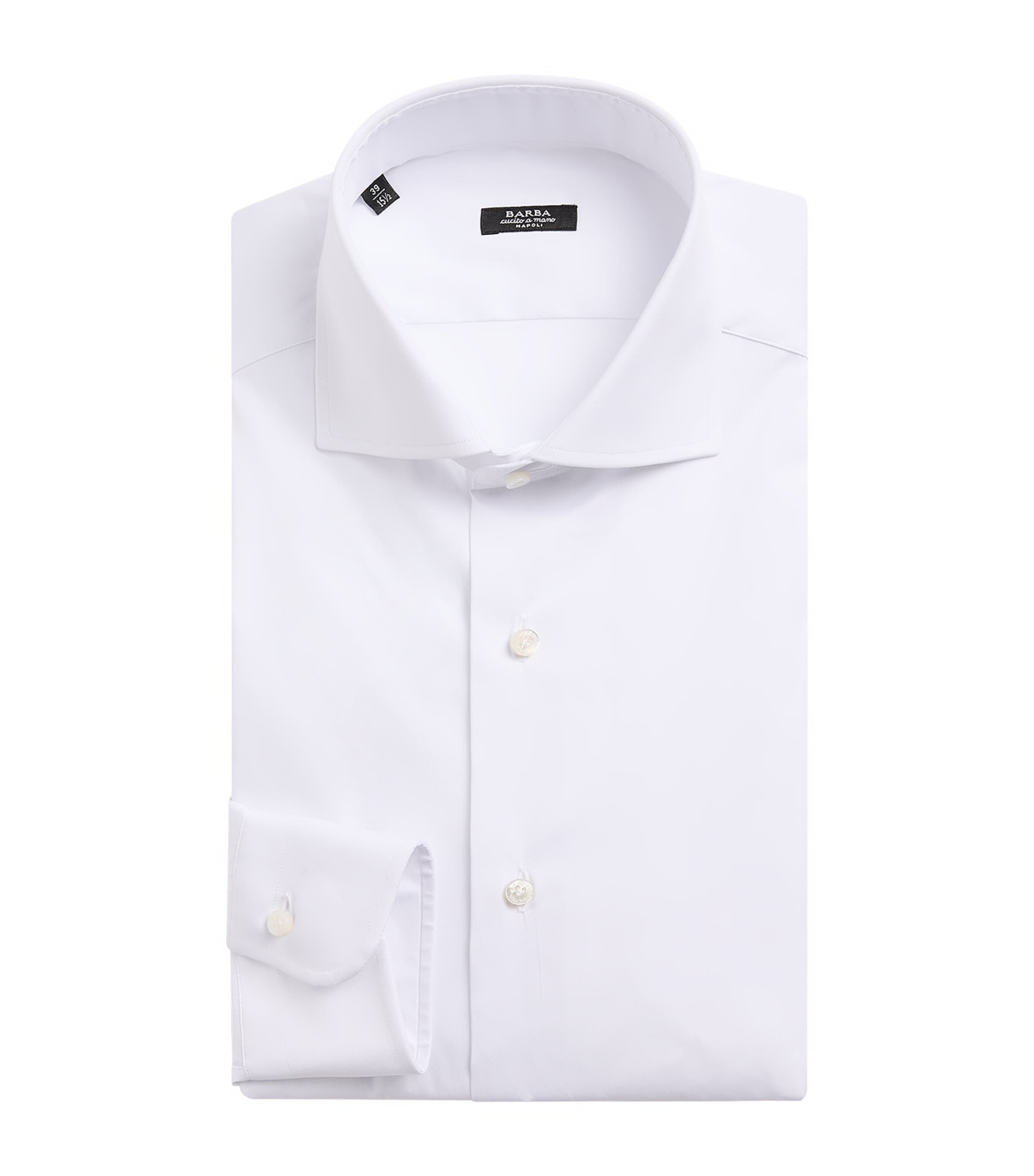 Barba Napoli Mens Stretch-Cotton Poplin Slim Shirt White