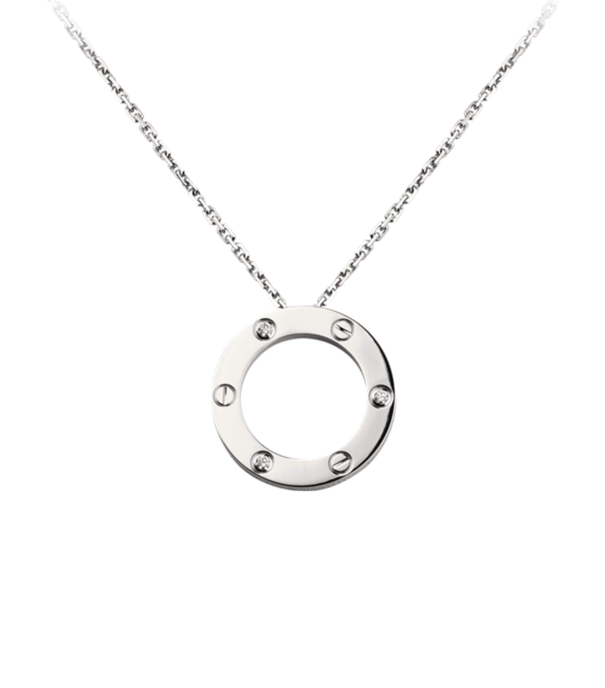 White Gold and Diamond Love Necklace