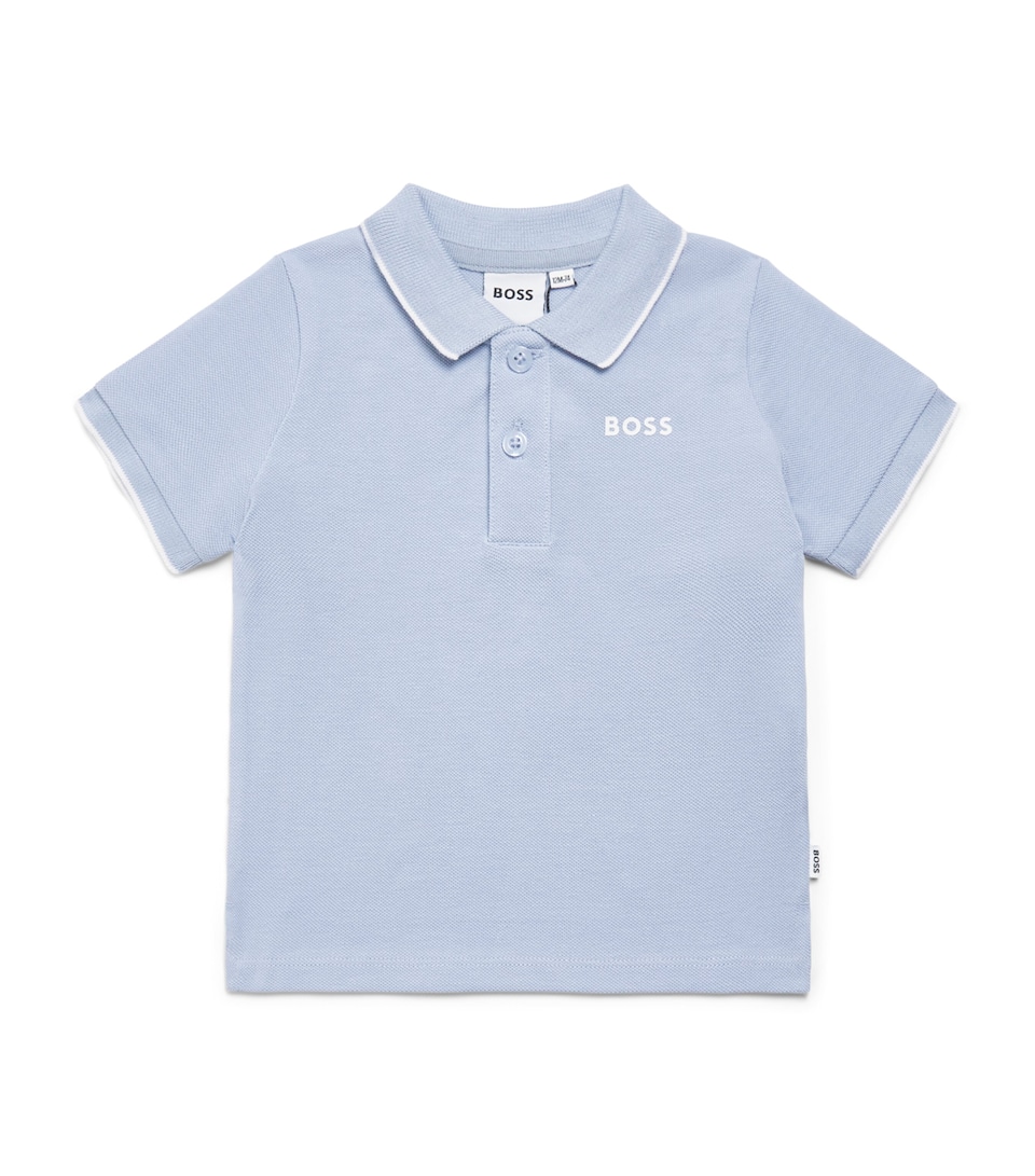 BOSS Kidswear Cotton Polo Shirt (3 Months-3 Years) Pale Blue