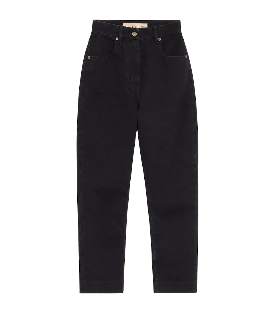 Valentino Womens Stretch-Denim Cropped Straight Jeans