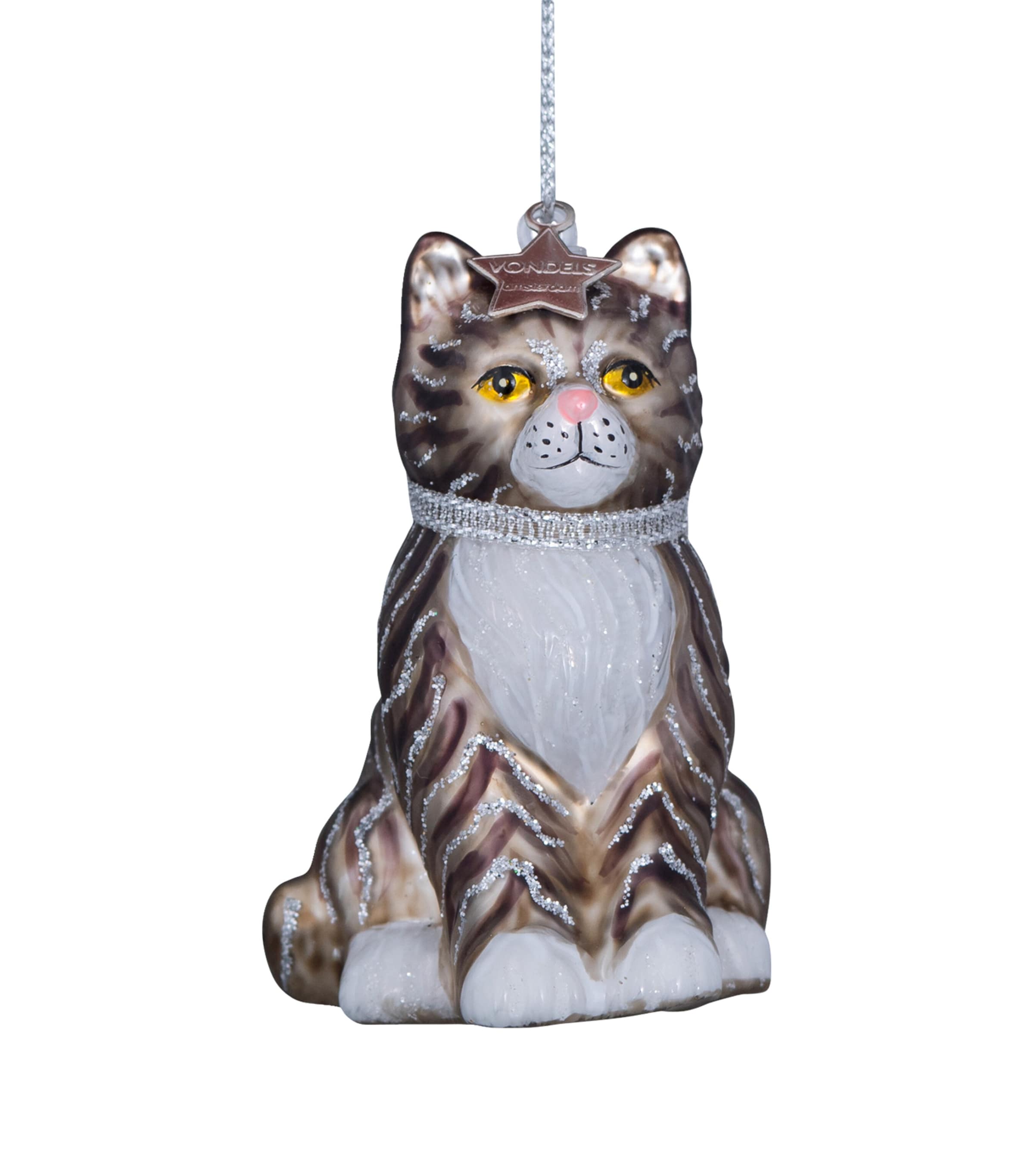 Harrods Glass Cat Tree Decoration Grey